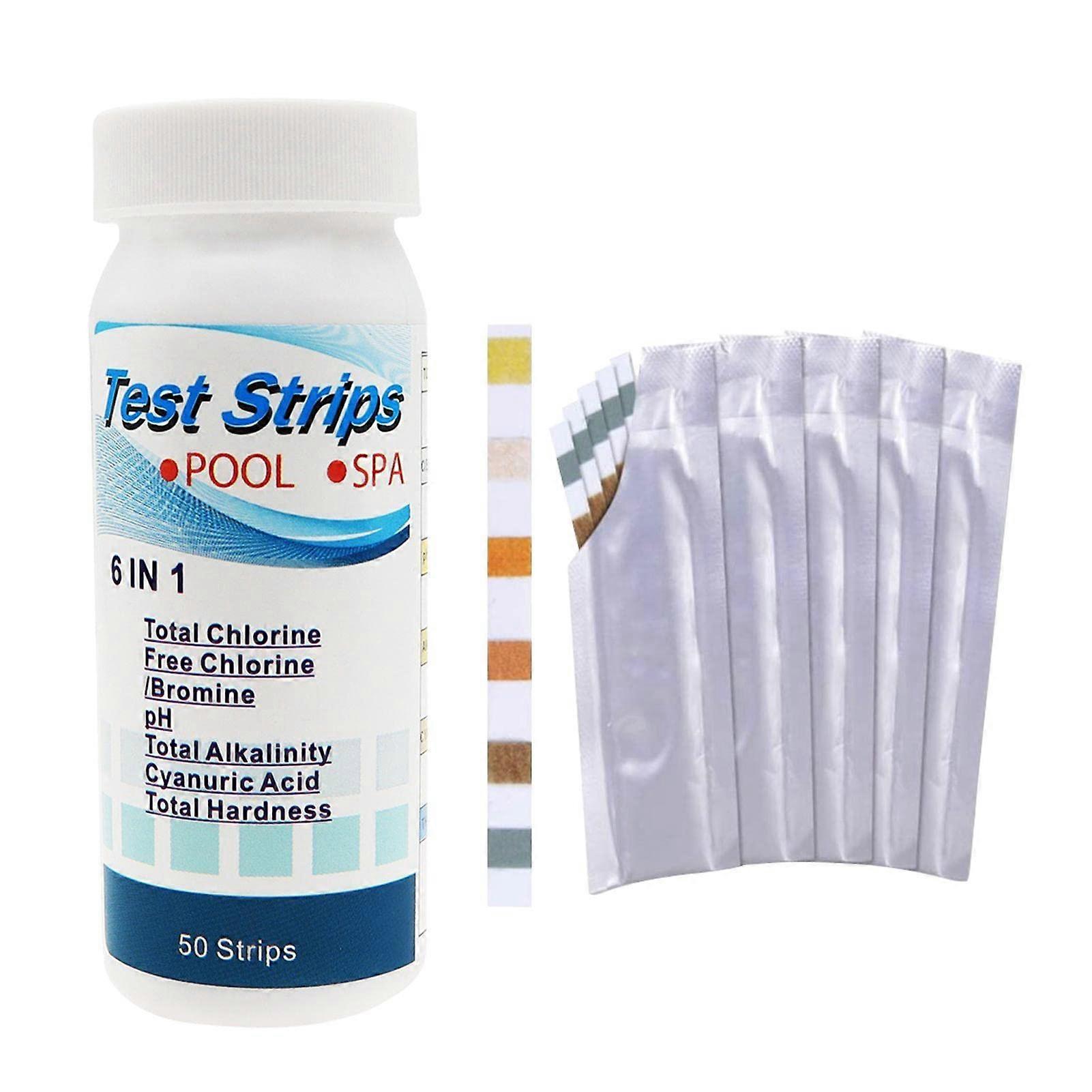 Pool Test Strips, 6 in 1 Fast and Accurate for Total Alkalinity, PH, Free Chlorine, Hardness, Cyanuric Acid, Total Chlorine