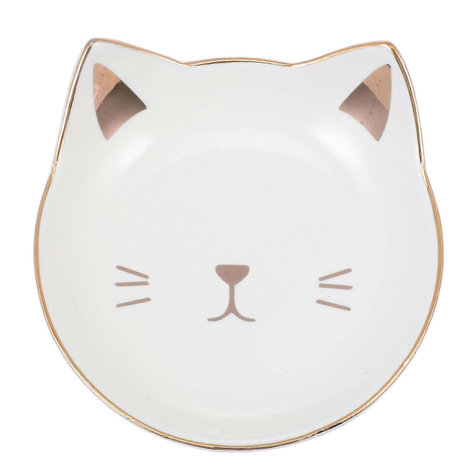 It sounds like you're describing or looking to create a product listing for a **ceramic cartoon cat shaped food serving plate**—perfect for events