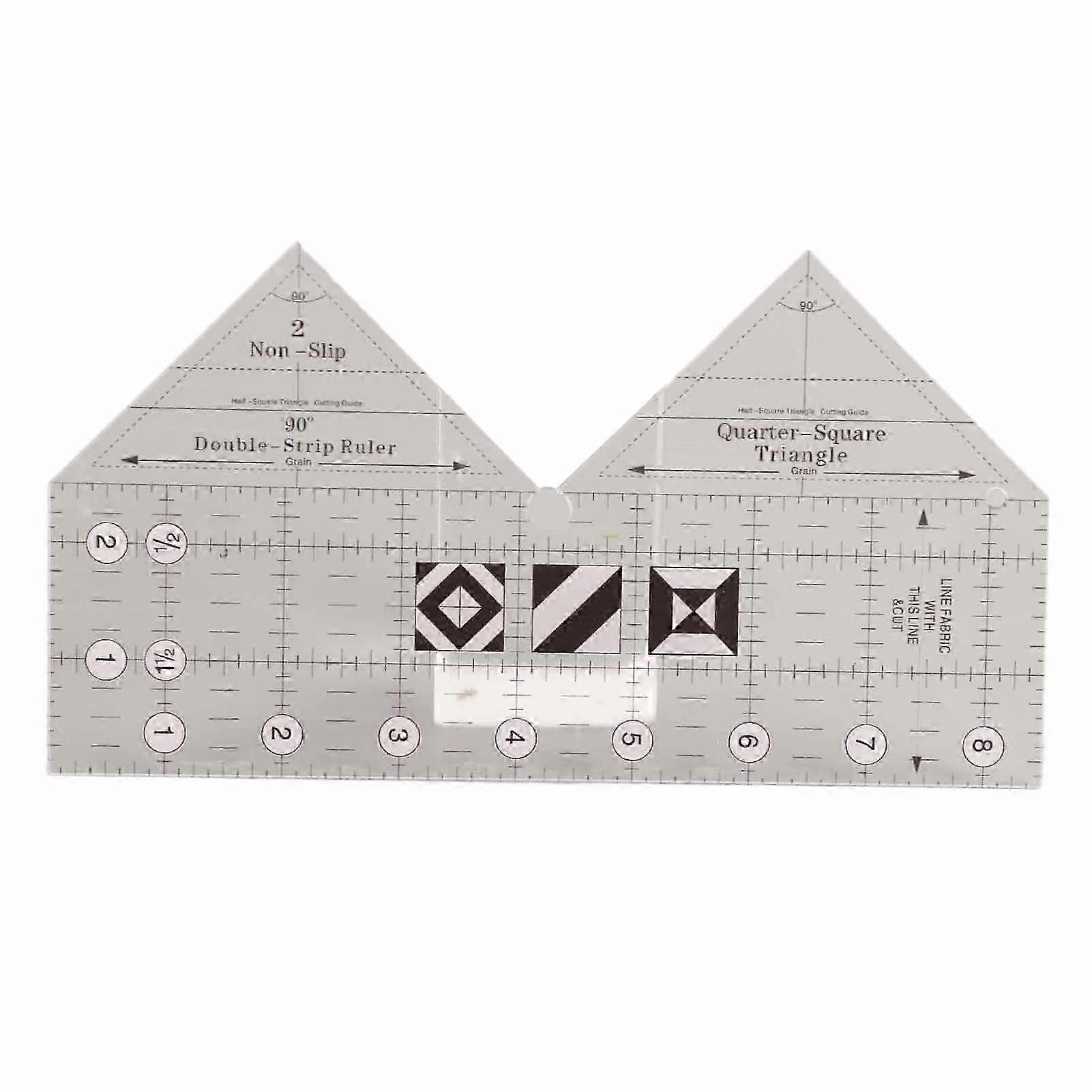 Ruler Grids 45/60/90 Degree Double Strip Ruler Transparent Acrylic Non Slip Quarter Triangle Cutting Guide for Sewing