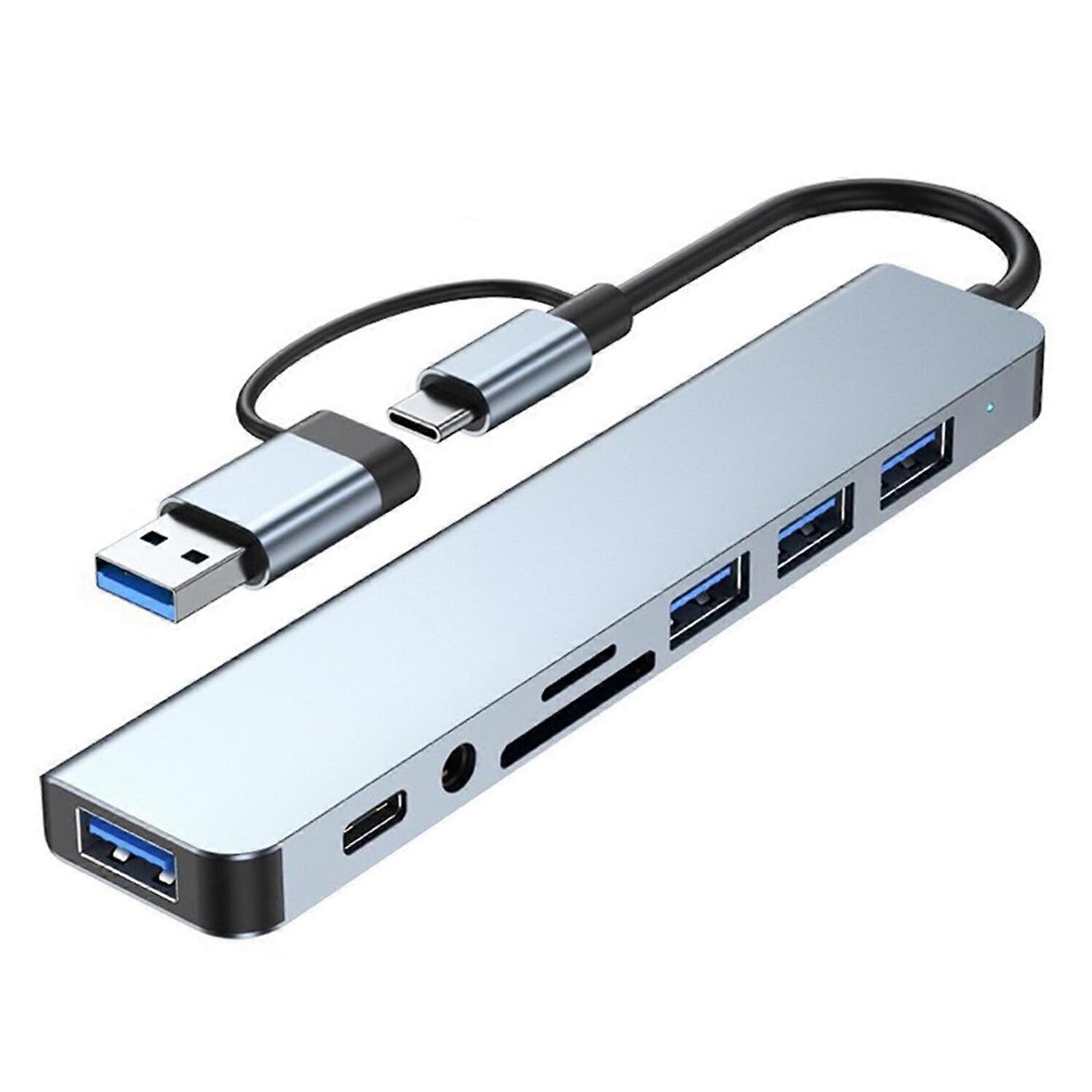 8-IN-2 USB A & C Hub: Fast Data Transfer, o, SD/TF Slots for PC, Laptop, Console
