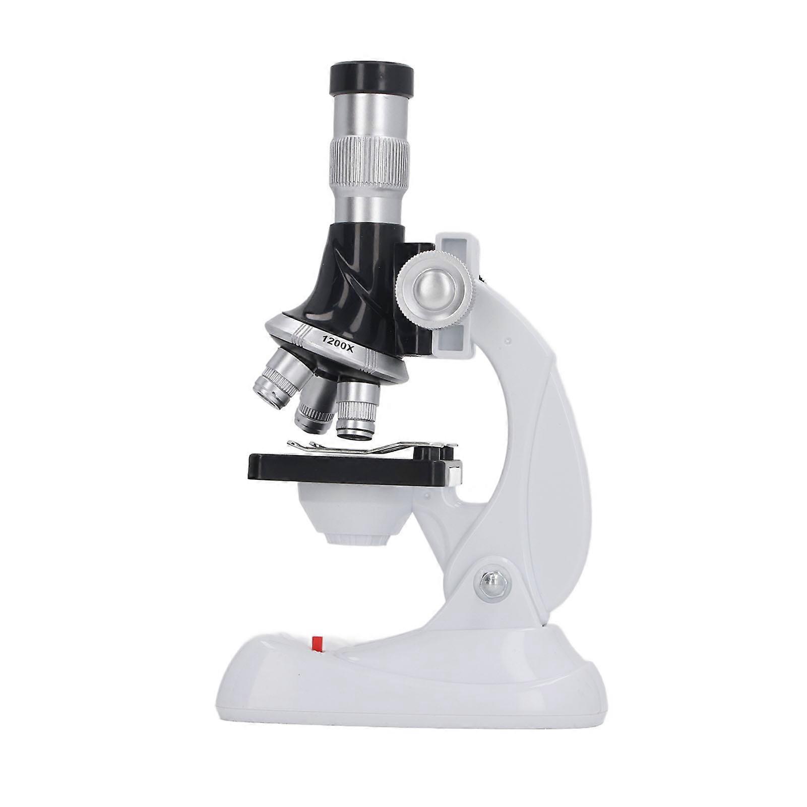 Kids Microscope Kit 100X 600X 1200X Magnification 3 Objective Lens Microscope Toy for Scientific Educational Experiment 