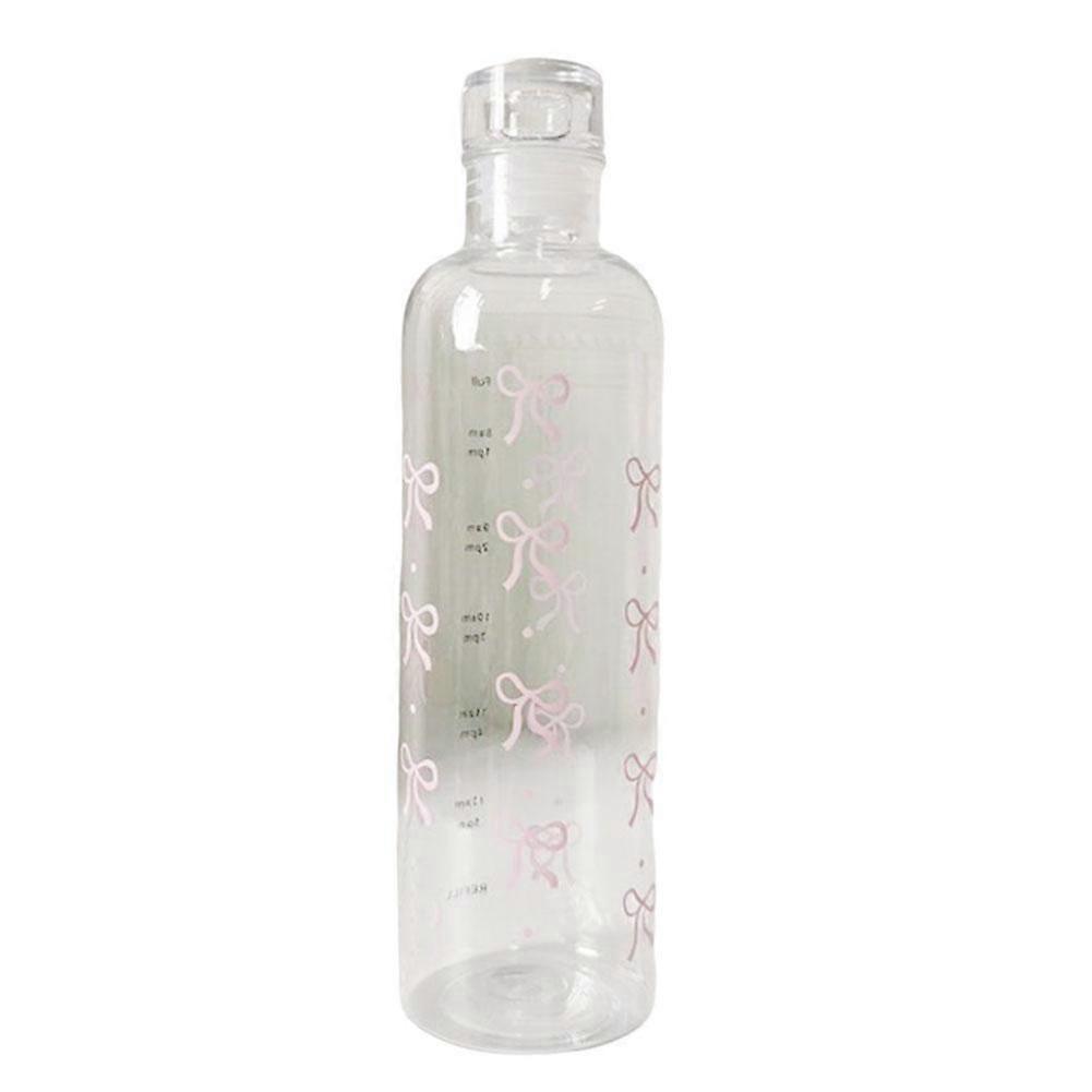 500ml Bow Print Large Capacity Plastic Time Scale Water Cup