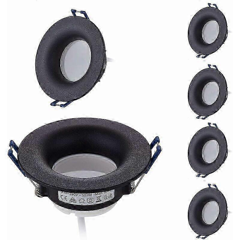 Pack de 6 spots encastrés LED noirs GU10 5W 3000K Blanc chaud Dimmable IP20