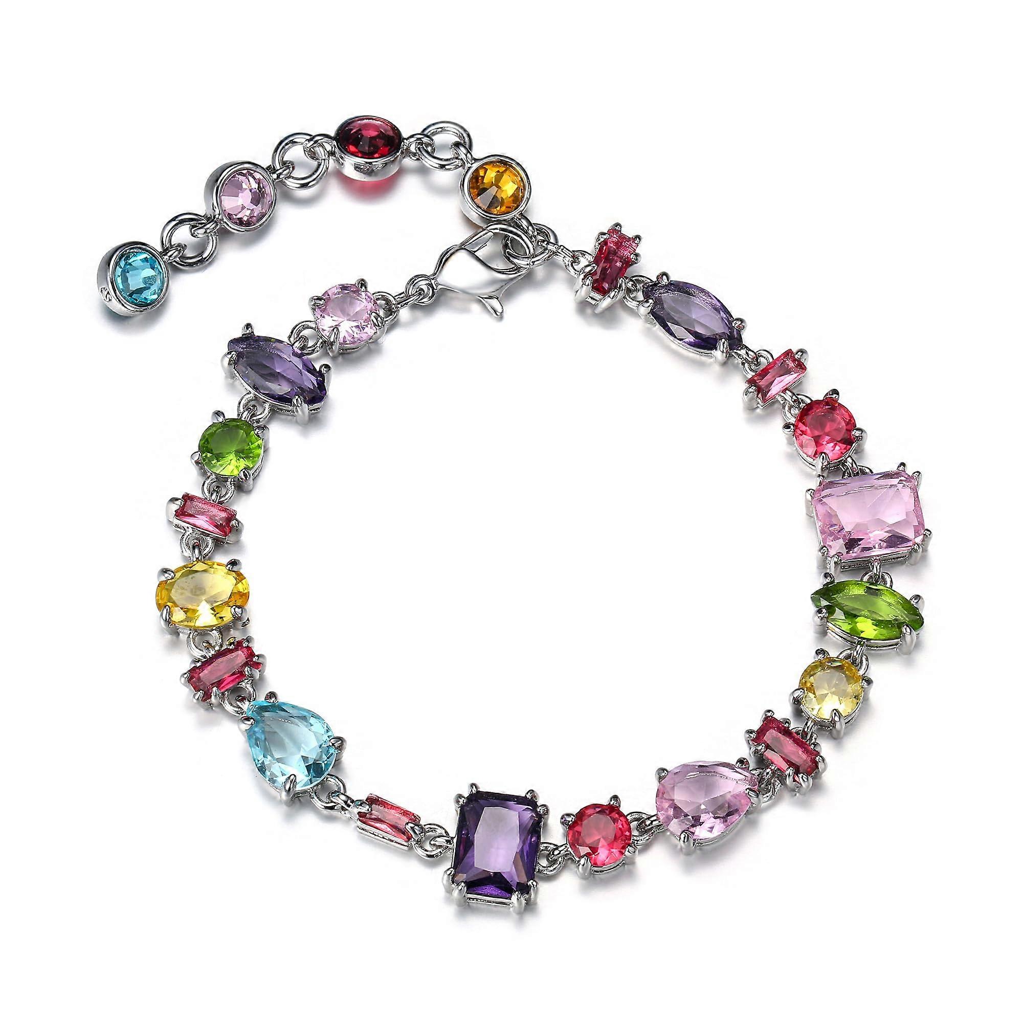 Gorgeous Sparkly Cubic Zirconia Multiple Color and Shape Link Bracelet Jewelry Gift for Women Christmas Ref: 5204