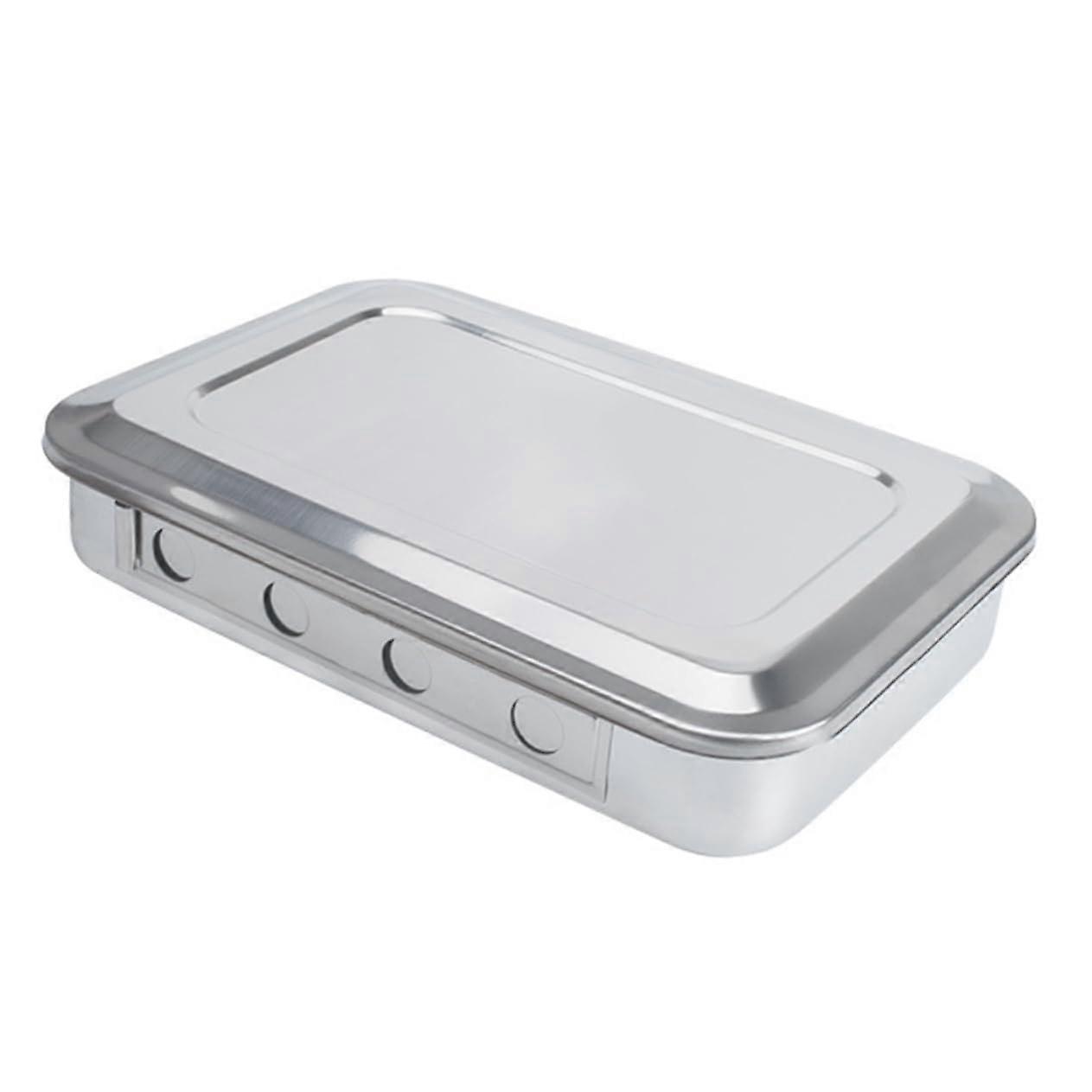 1 piece disinfection tablet with cover square tablet simple tablet with lid soaking tray square tablet silver stainless steel