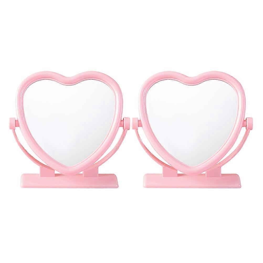 Portable Double Sided Heart Shaped Makeup Mirror with Stand – Compact Vanity Mirror for Travel and Home Use – Versatile Dressing Table Cosmetic