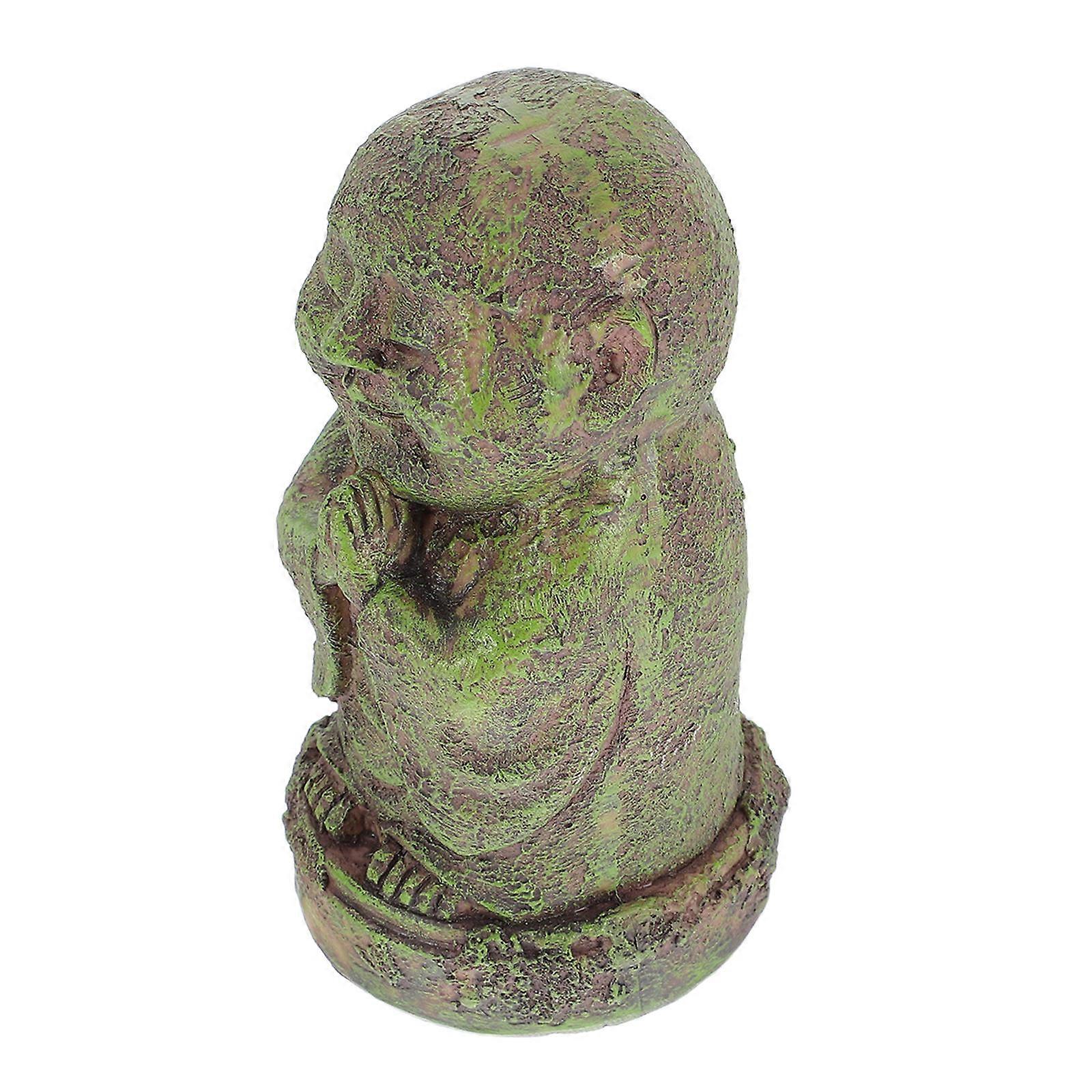 Aquarium Ornaments Resin Monk Statue Home Decor Zen Design Assorted Color 1Set