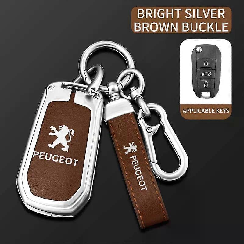 Zine Alloy Bil Fjärrkontroll Nyckelfodral Skal Skydd Fob Lämplig för Peugeot 208 2008 301 308 508 5008 RCZ Nyckelring Styling Tillbehör