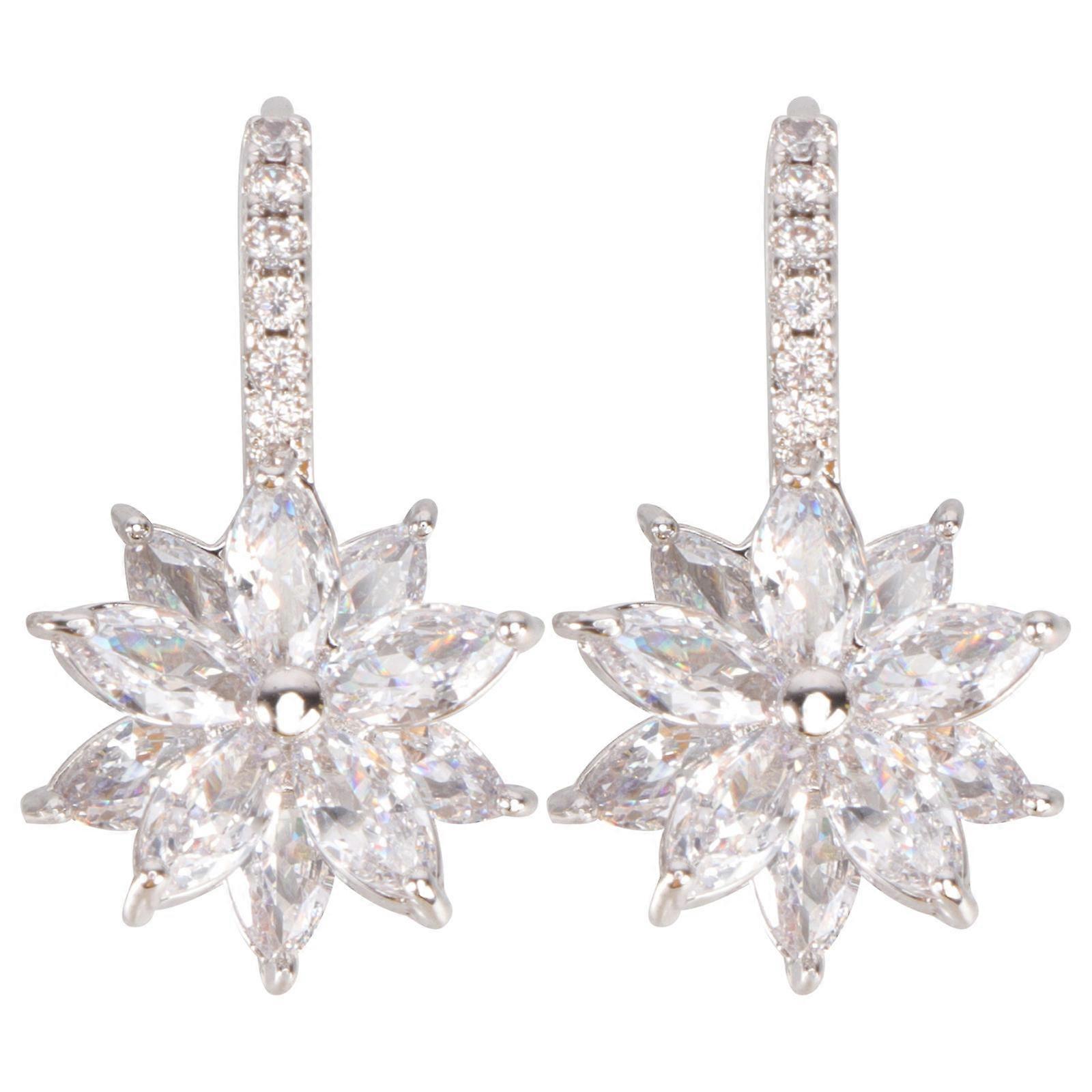 Bauble Earrings Zircon Flower Ear Clip Daily Life 2 4x1 2cm Decoration 1 Pair