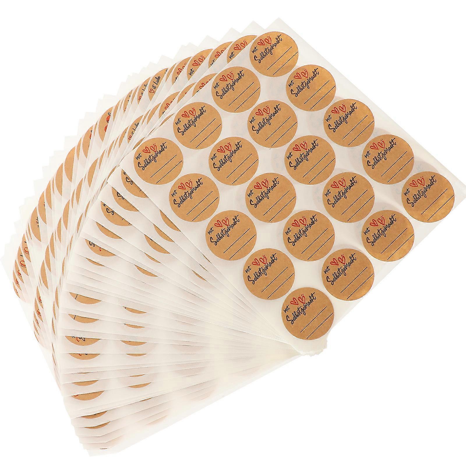 Decorative Labels for Jars Kraft Sticker Paper Writing Stickers for Candy or Biscuit Bag 600 Sheets