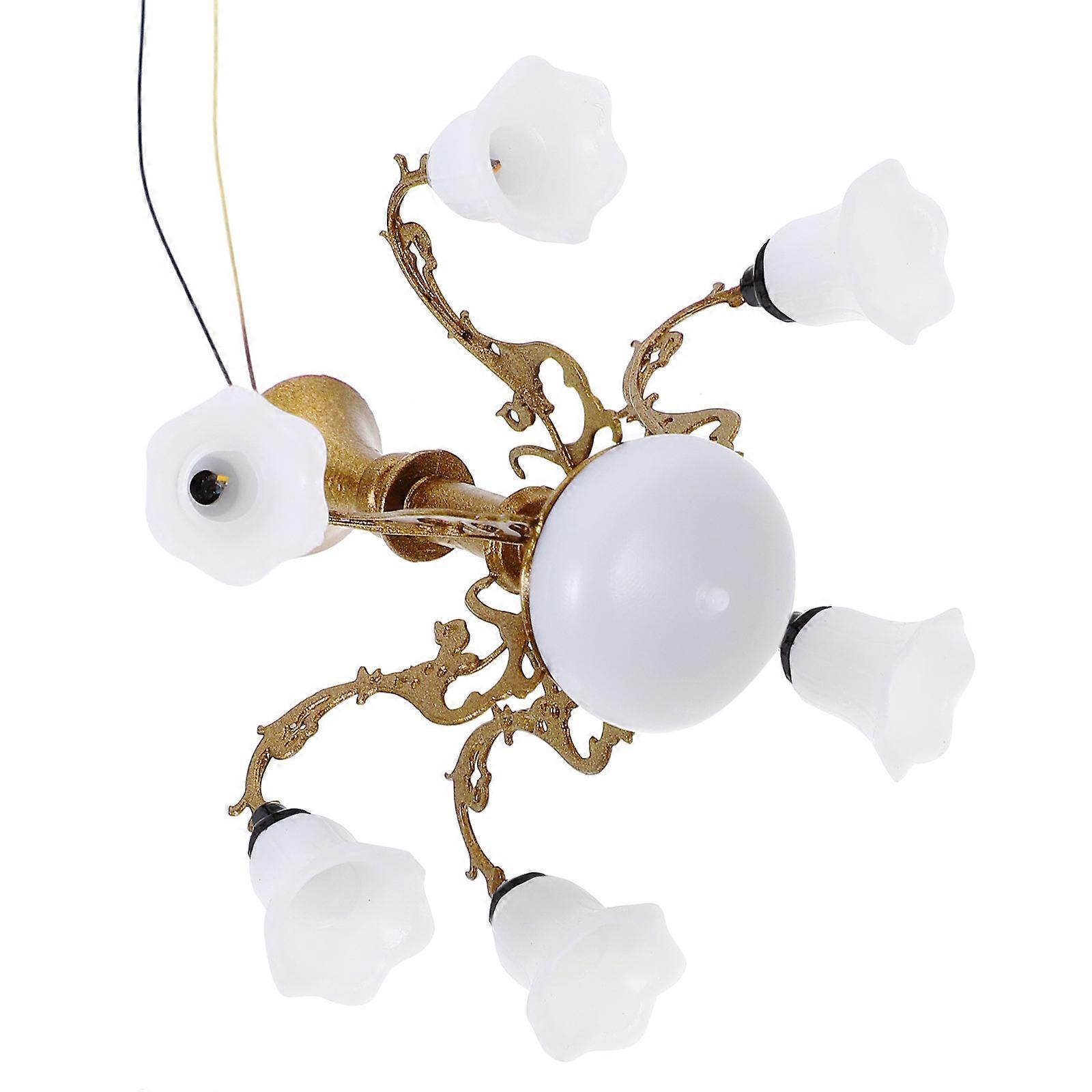 Dollhouse Ceiling Lights Miniature Chandelier Diy Enthusiasts Gold 2.6 2.6 1.8in 1Pcs