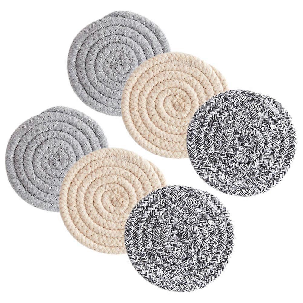 Coffee Table Coasters Woven Cup Coaster Insulated for Living Room Heat Insulation Assorted Color 6Pcs