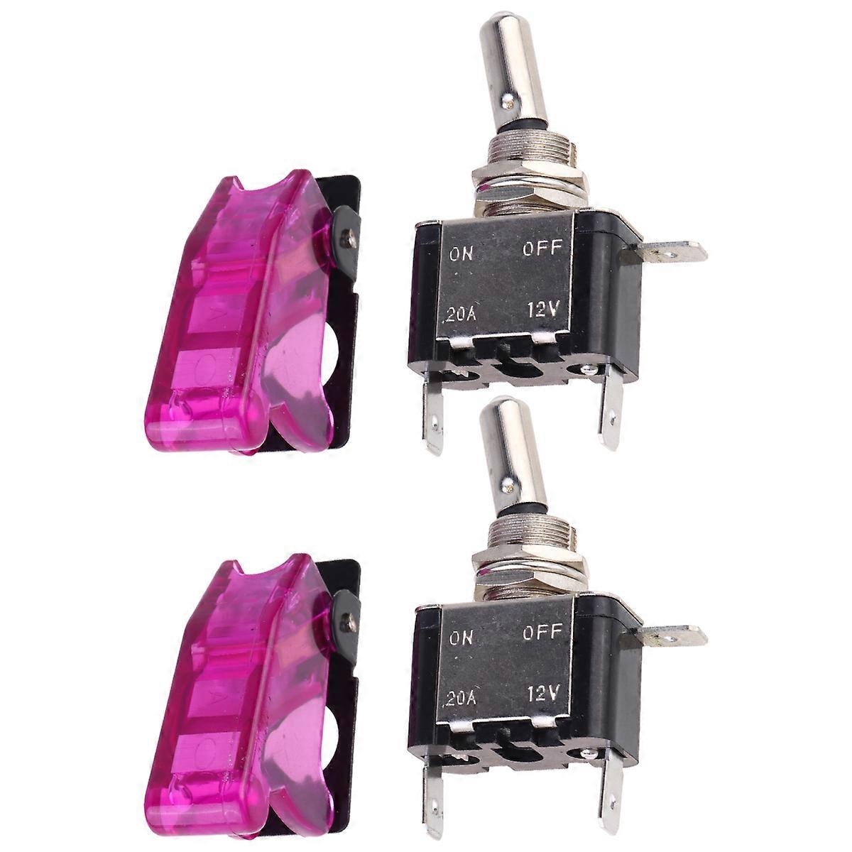 On-Off Toggle Switch Asw-07d Fog Light Control Rectangular Purple 2Pcs
