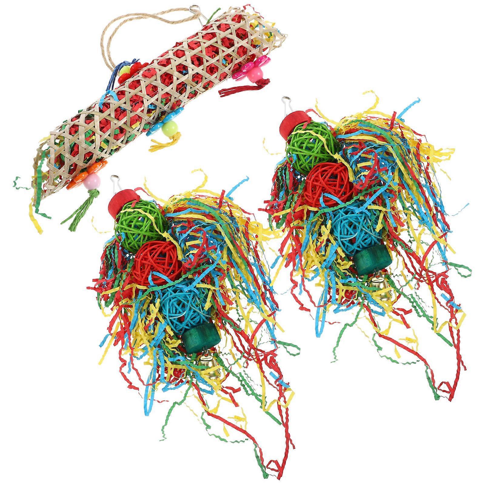 3pcs Parrot Chew Foraging Toy Hanging Shredding Accessories for Bird Cage Climbing Preening Supplies
