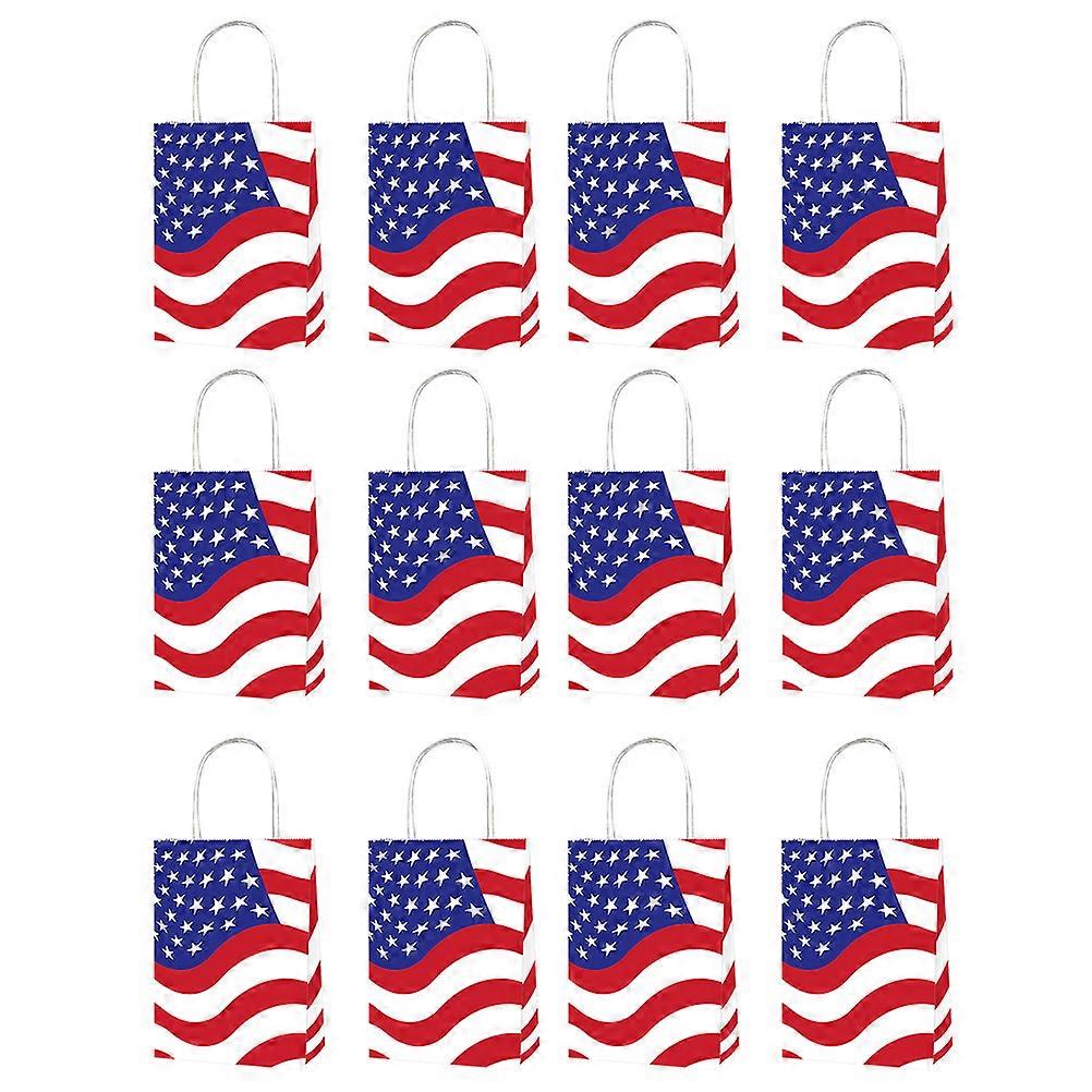Independence Day Tote Bags for Storage Use Assorted Color Paper 12Pcs