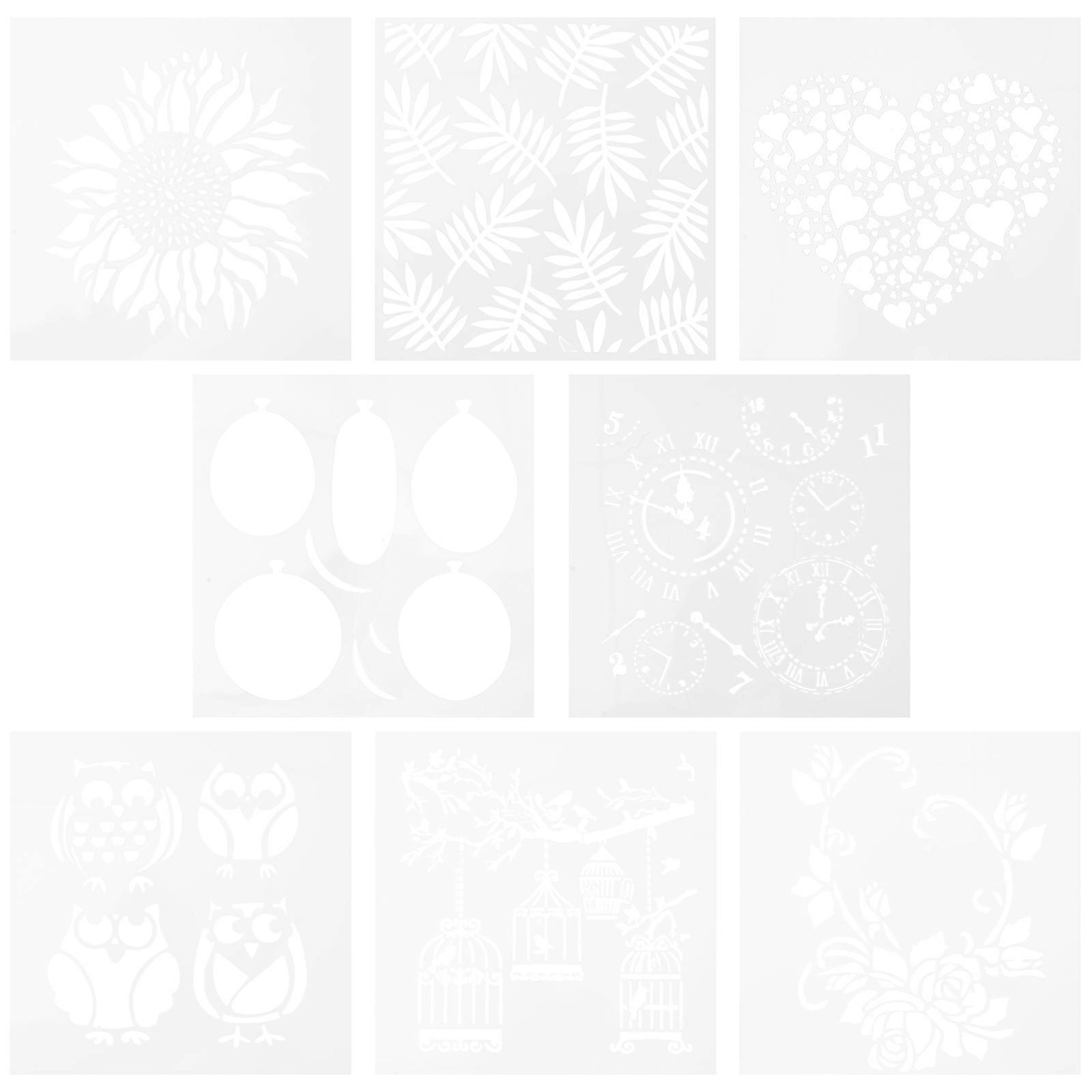 Paint Stencils Hollow Painting Template School Projects Durable Washable 8Pcs 15X15CM