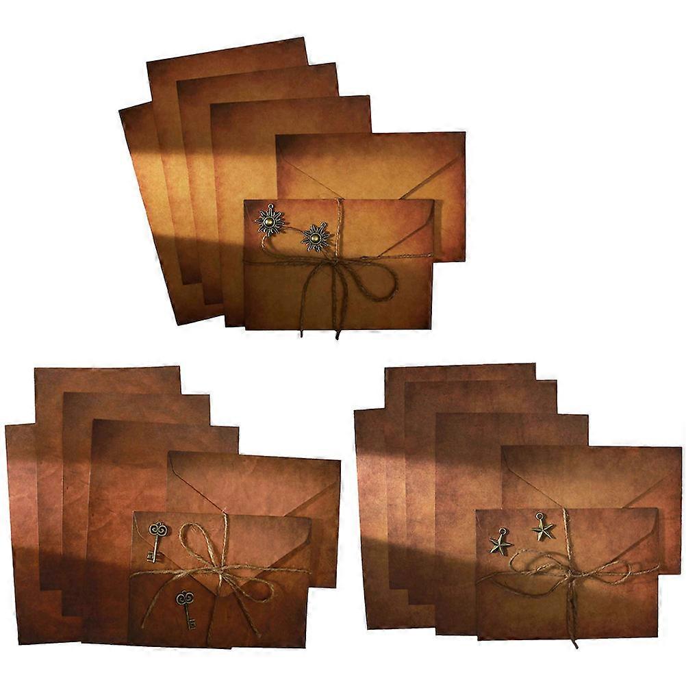Kraft Paper Writing Set Retro Envelopes Letter Paper Daily Use Brown 19.4X13.6CM 3 Sets