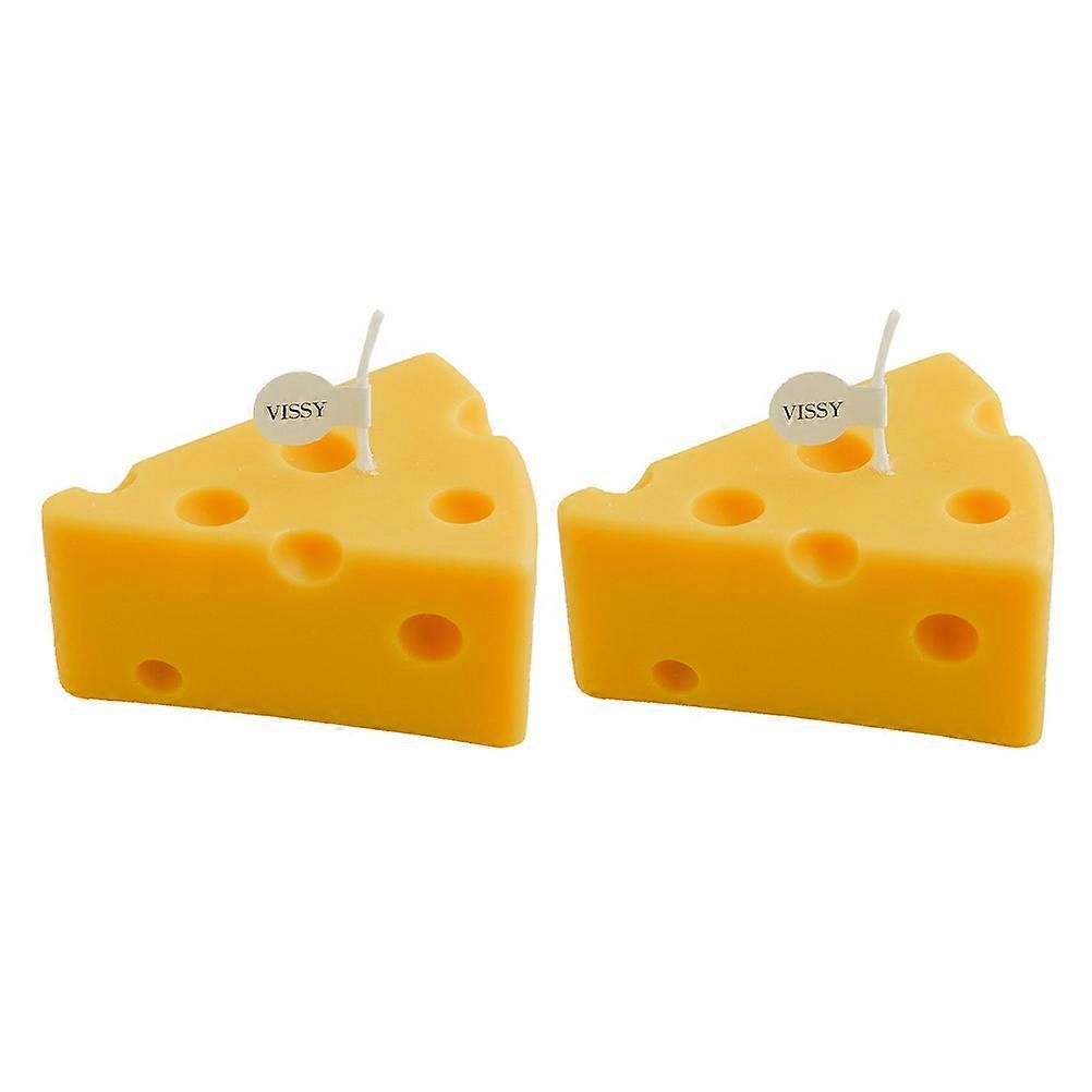 Adorable Shaped Candles Cheese Candles Household Ornament Aesthetic Design Yellow 8X6.5X4CM Long Burning 2Pcs