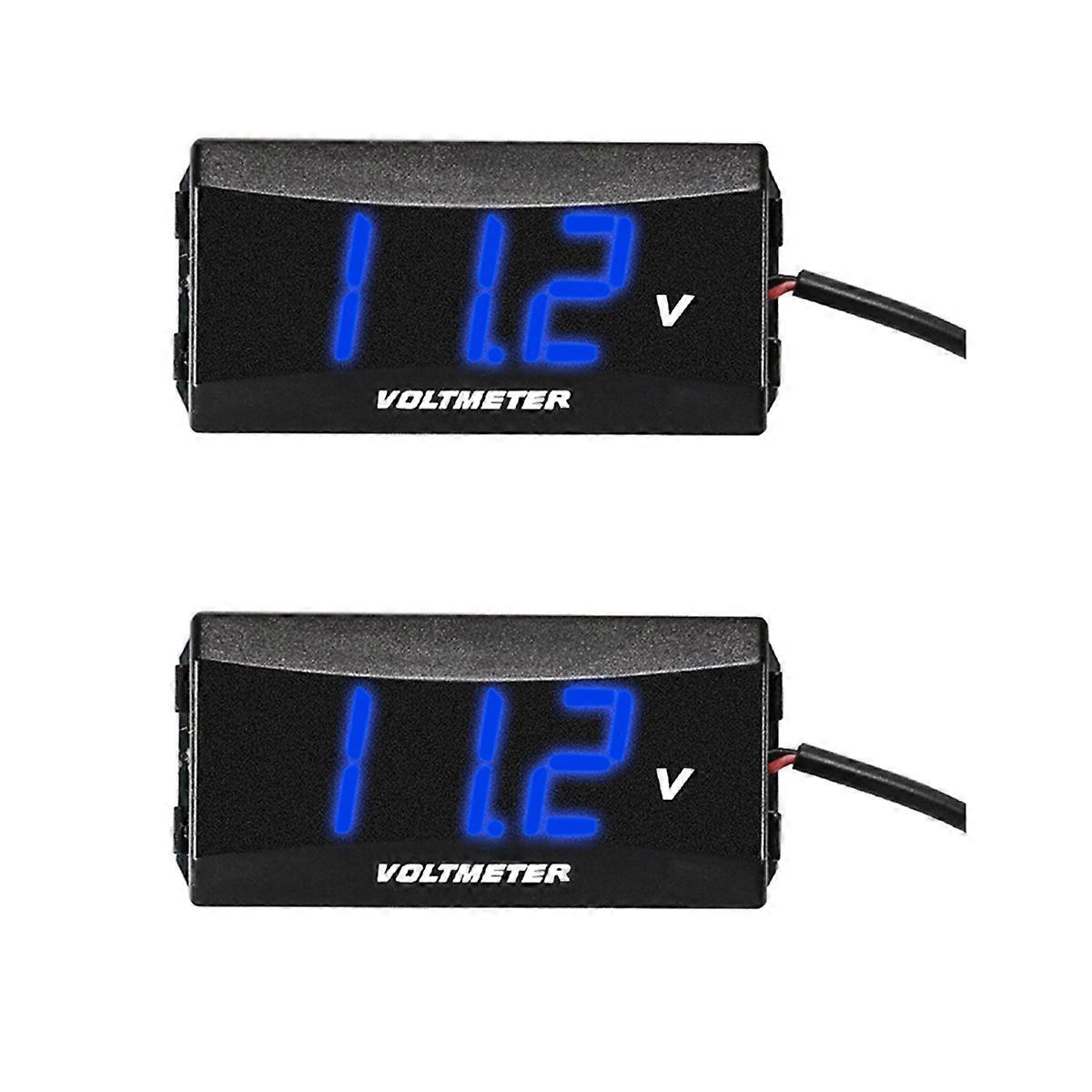 Motorcycle Mini LED Digital Voltmeter Voltage Tester 12V-80V Blue