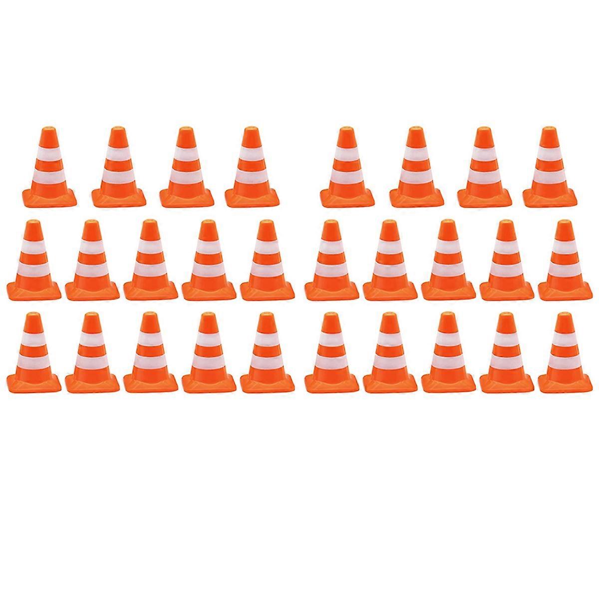 28 Pieces Mini Triangle Cone, Mini Simulation Safety Cone Road Parking Signs Roadblock, Small Signs
