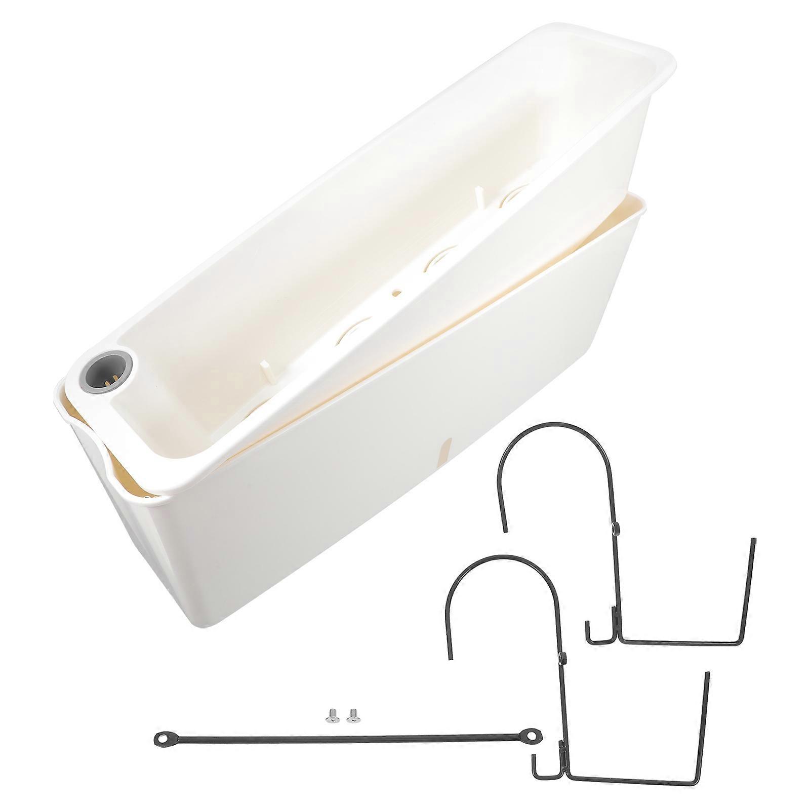 Planter Box Railing Window Box Beige Rectangular Outdoor Garden Water Storage 1 Pair