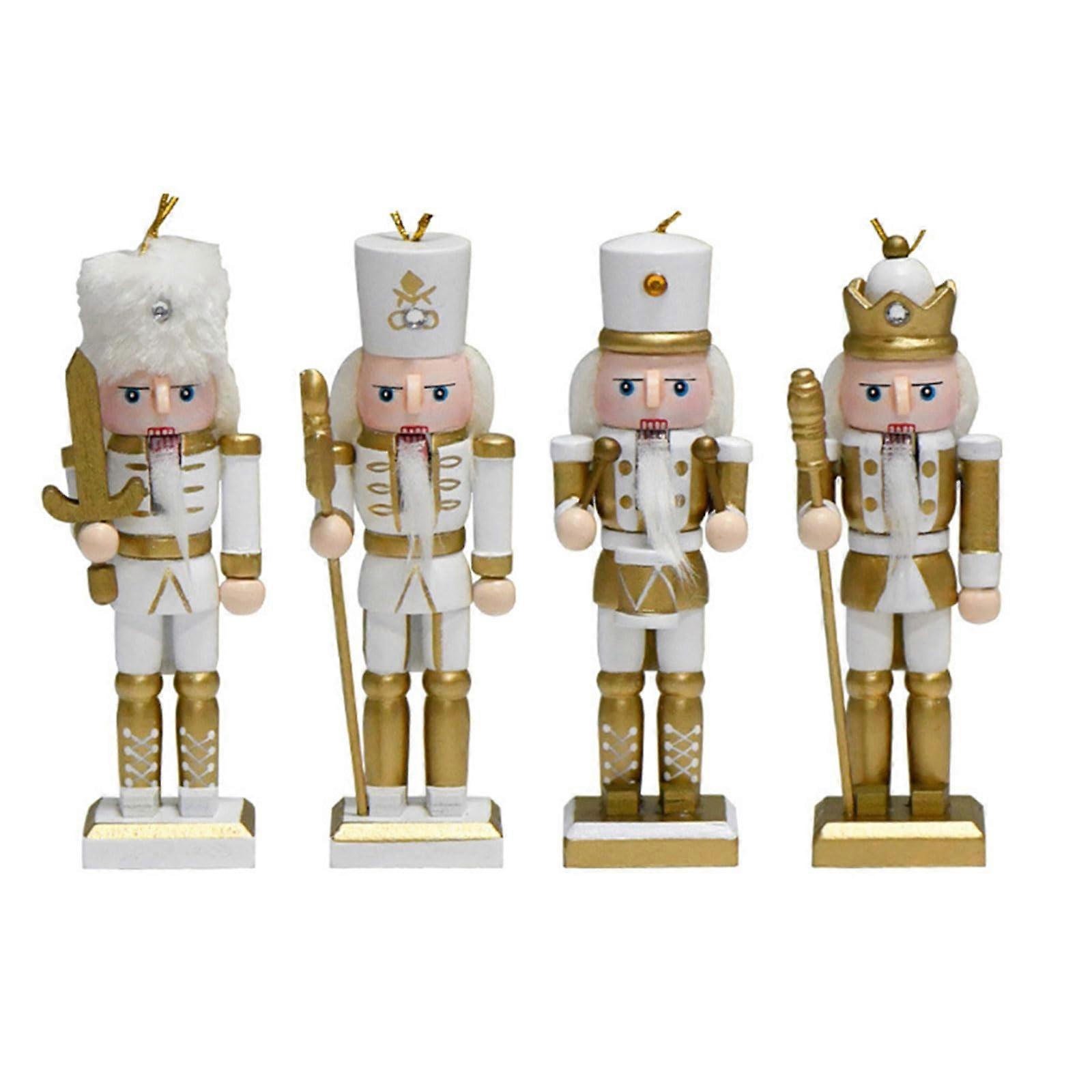 Nutcracker Set: Traditional Soldier And King Figures For Christmas Tree Ornaments, Shelves And Table Decor, 4-Piece