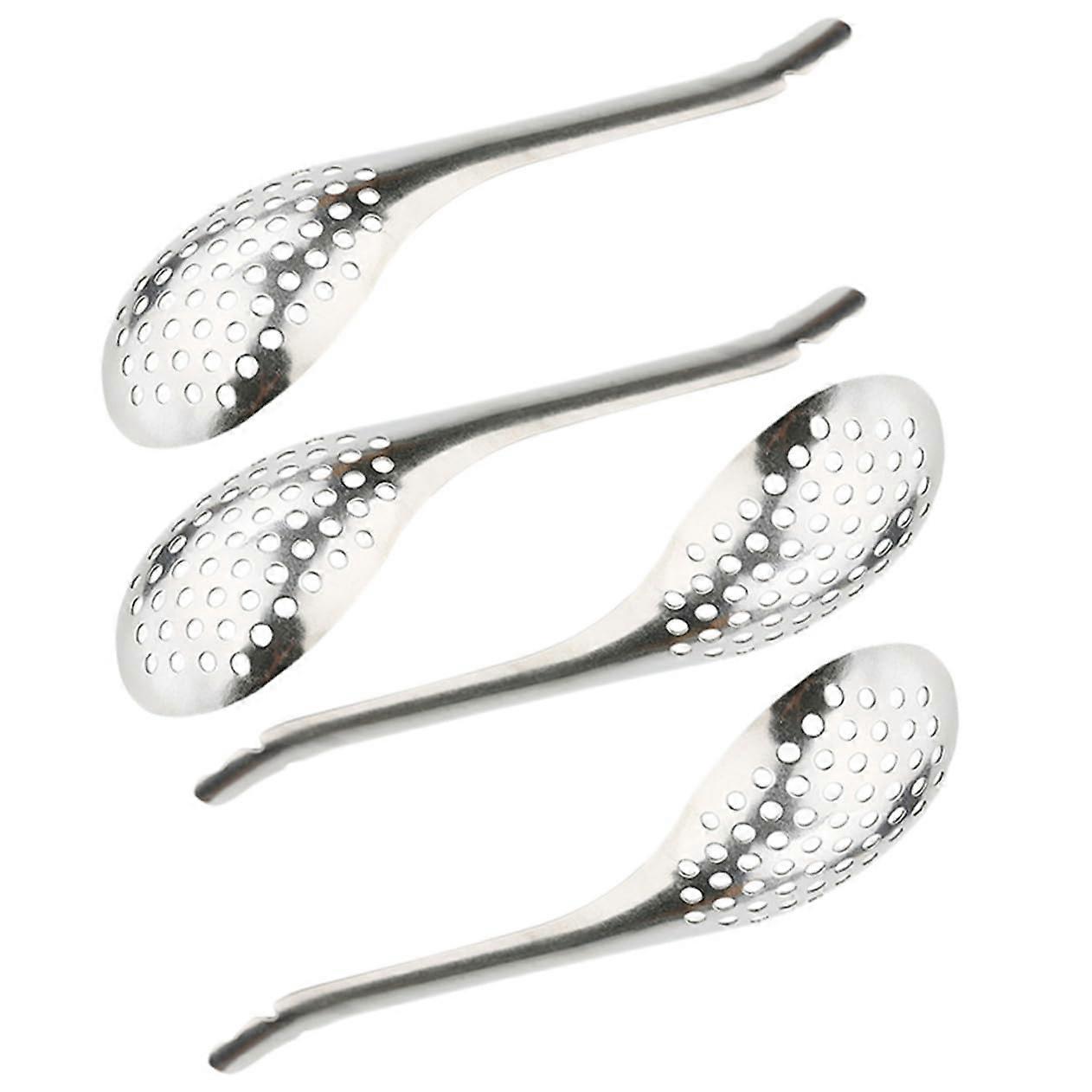 Set of 4 Caviar Spoons Made of Stainless Steel Spherification Spoons for Molecular Kitchen Slotted Spoon Set for Precise Work Rustproof and