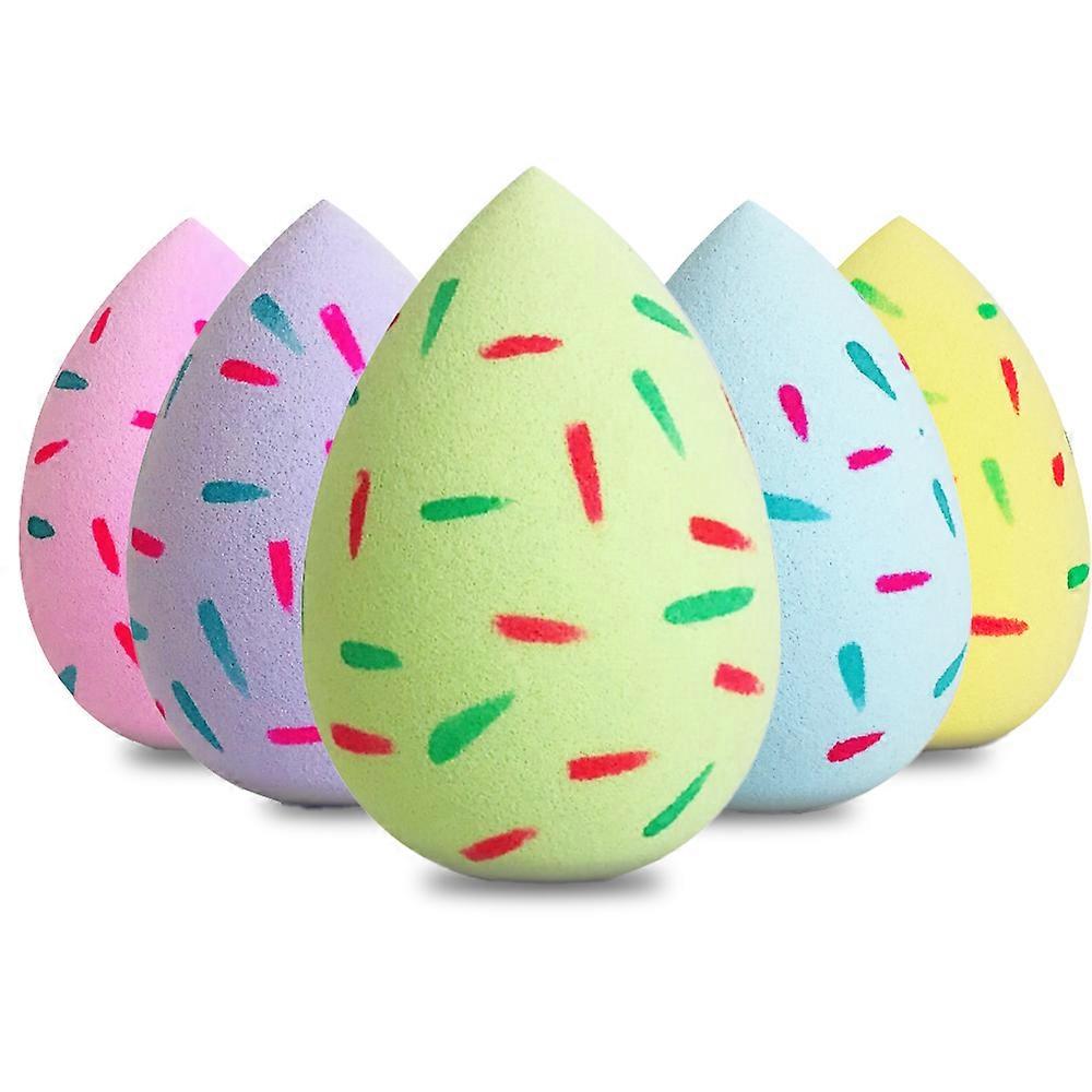 5 Pcs Makeup Sponge, Foundation Blending Beauty Sponge With Leaf Pattern-Style2