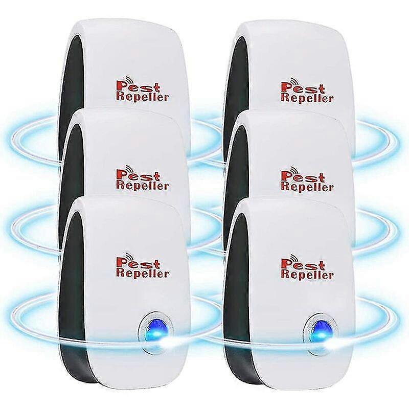 Rebirth Ultrasonic Insect and Rodent Repeller, 6 Pack Ultrasonic Pest Control Device, Effective Ultrasonic Mosquito and Cockroach Deterrent 