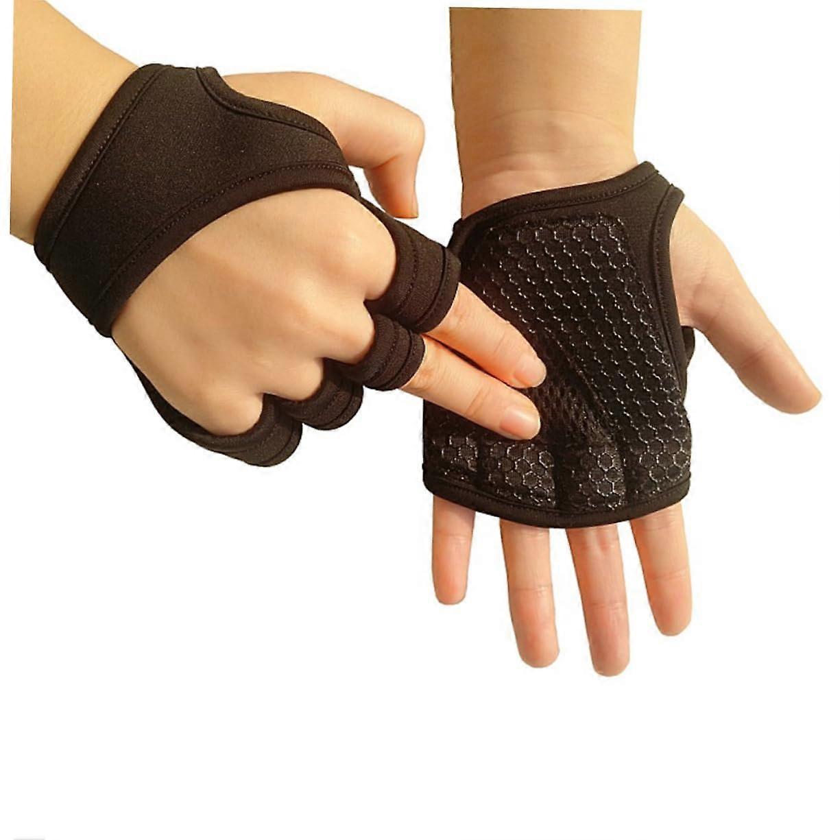 Fitness Gloves for Men, Fingerless Silicone Weightlifting Gloves with Non-Slip Padded Grip and Wrist Strap for Training and Sports