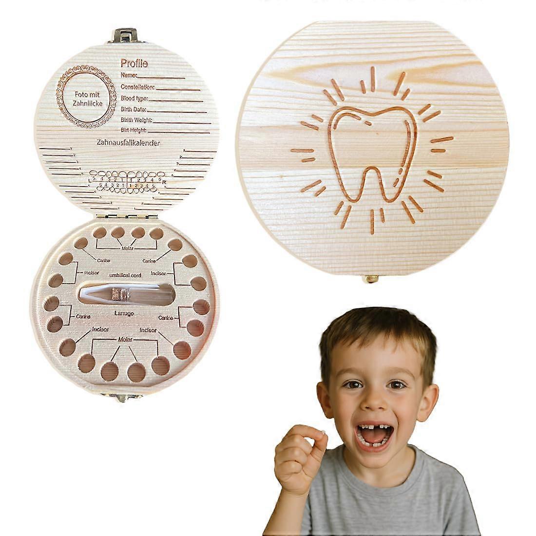 Milk Tooth Box Wooden Memory Box For Baby Birth Keepsake, Standard Size, Tooth Box For Milk Teeth, Souvenir Storage Box