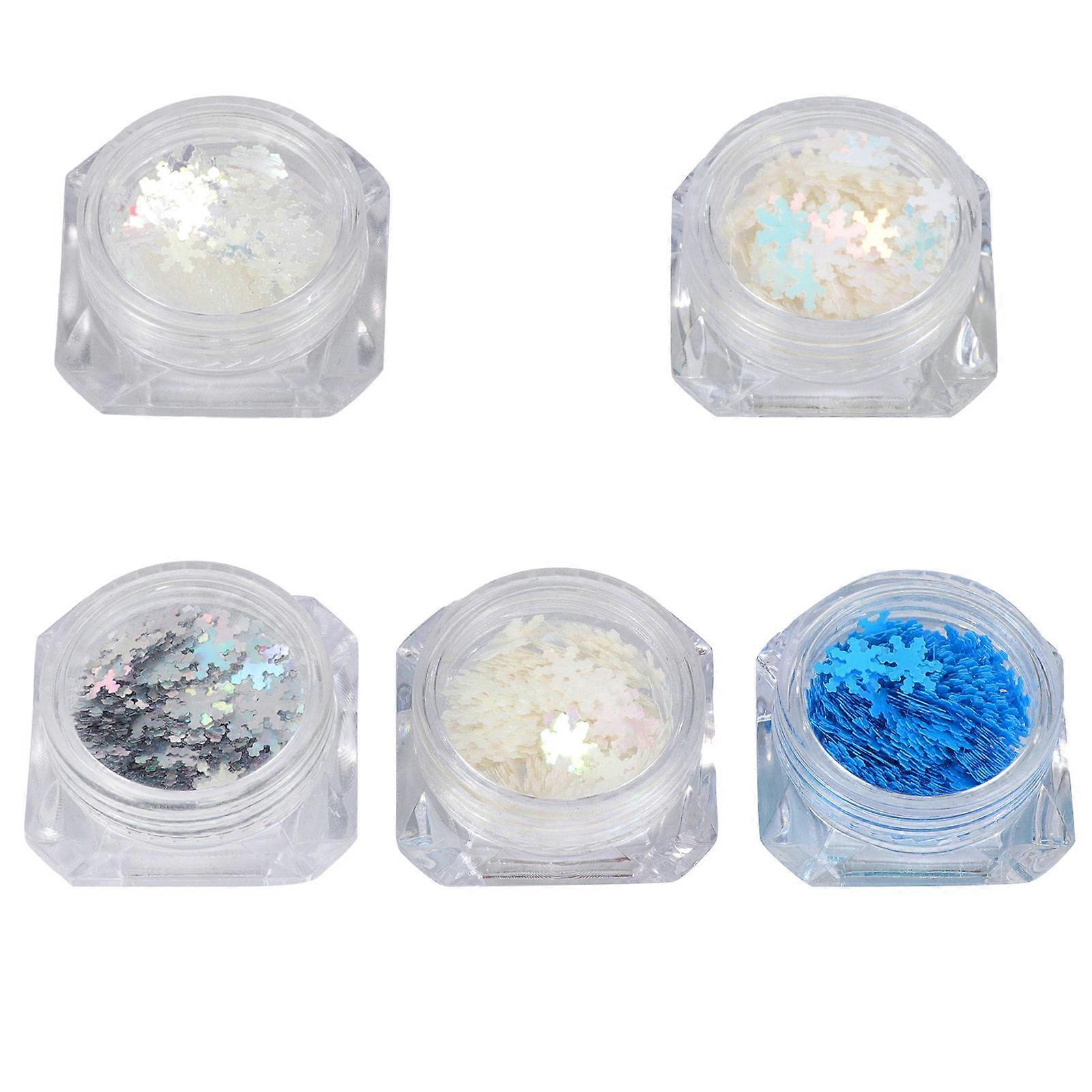 Nail Glitter Sequins Manicure Supplies For Christmas Diy Nails Decorations Assorted Color 3.5x3.5cm 5Pack