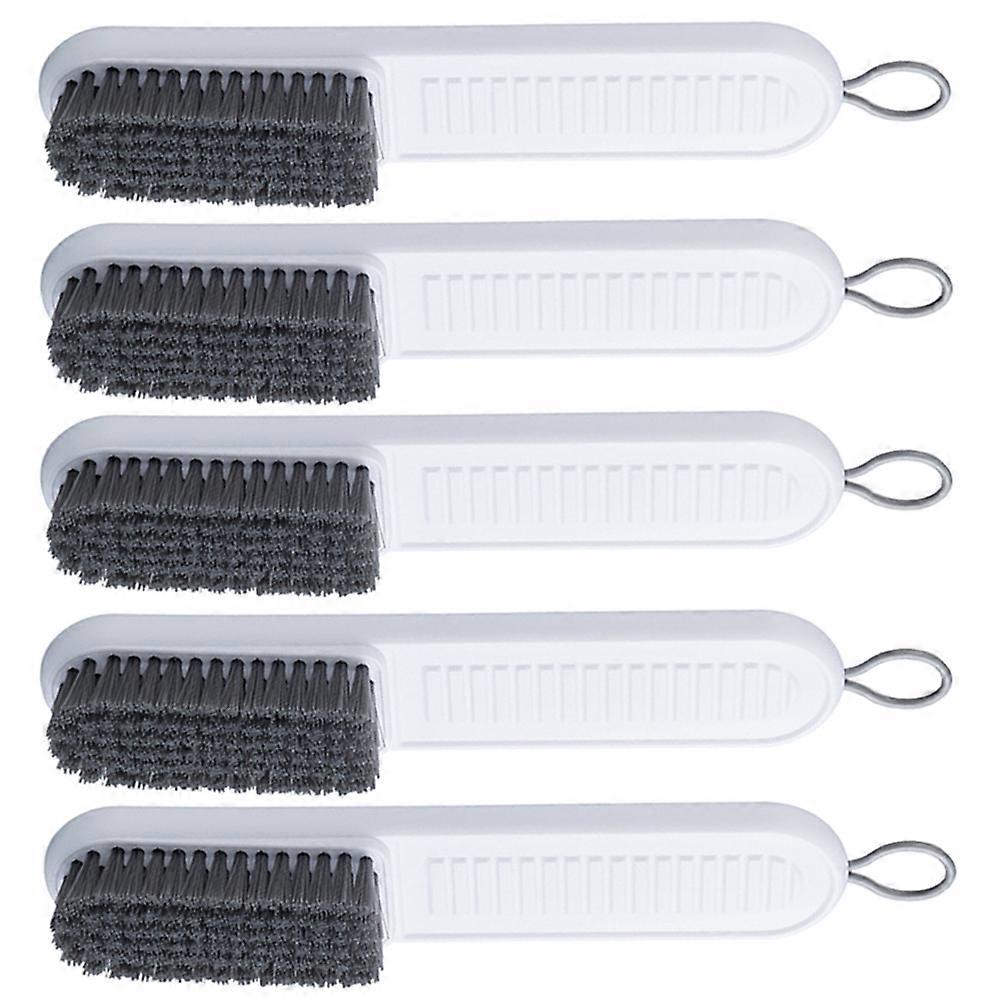 Multipurpose Scrub Brush Shoes Clothes Tiles Bathtub Long Handle Soft Bristle White 20X3.6CM For Home Use 5Pcs