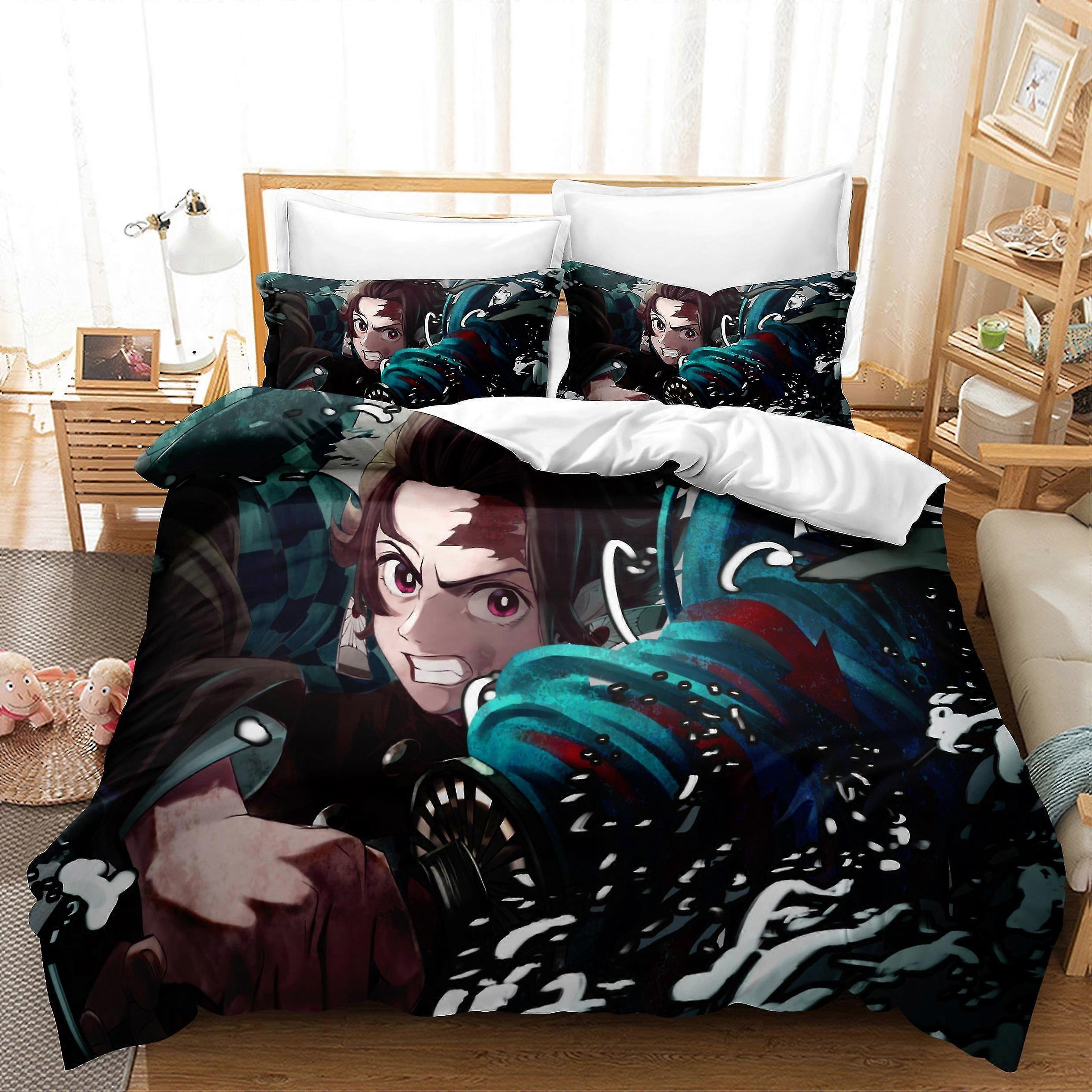 3PCS Bedding Sheet Sets with 3D Printed Classic Manga Patterns Quilt Cover + 1/2 Pillowcase for Fans of Certain Anime