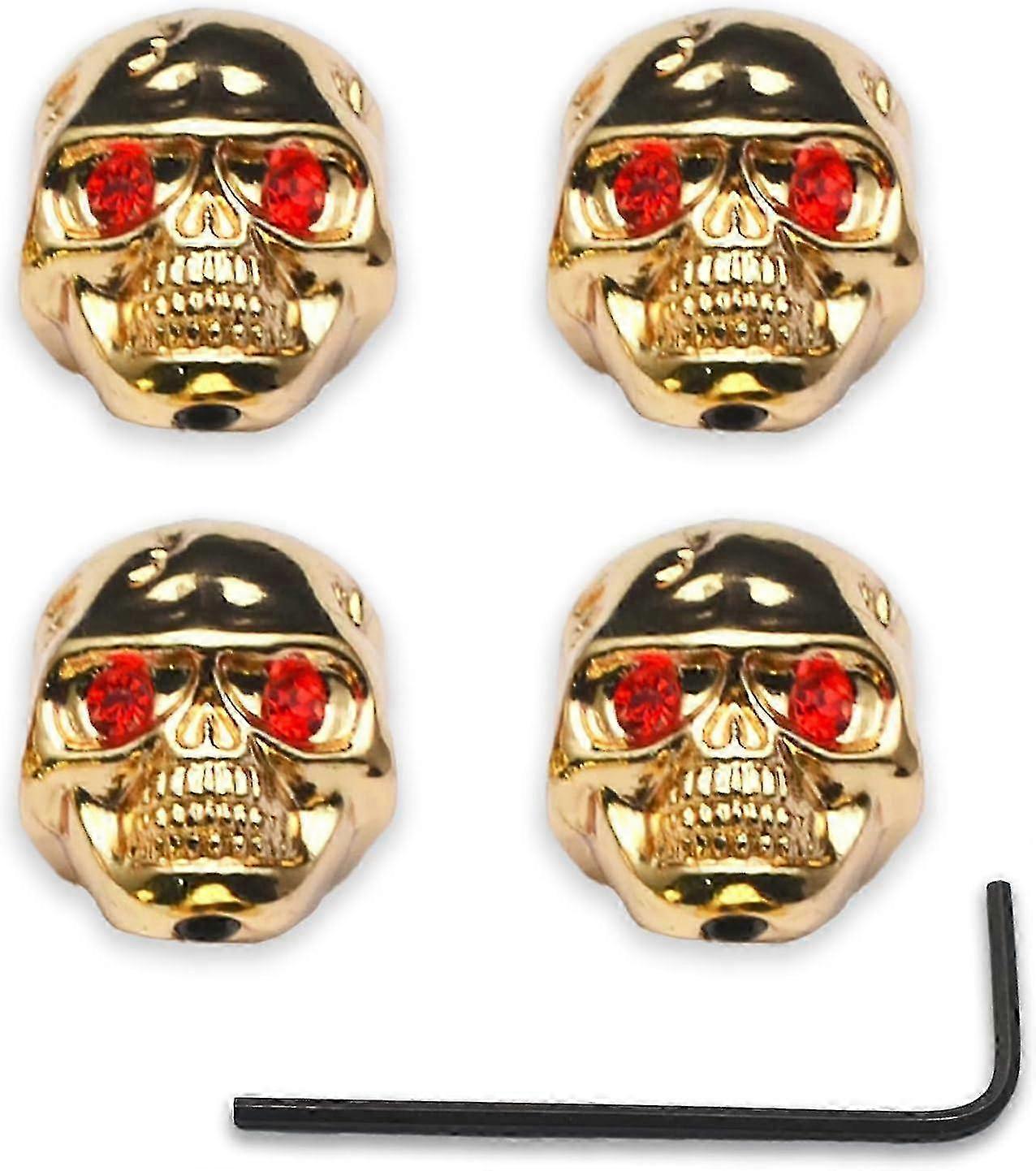 4PCS Metal Skull Head Control Knobs for Electric Guitar Pots Tone Volume Control Knobs/Buttons Gold