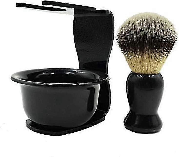 3-in-1 Shaving Brush Kit - Includes Soap Bowl, Holder & Brush for Traditional Wet Shaving