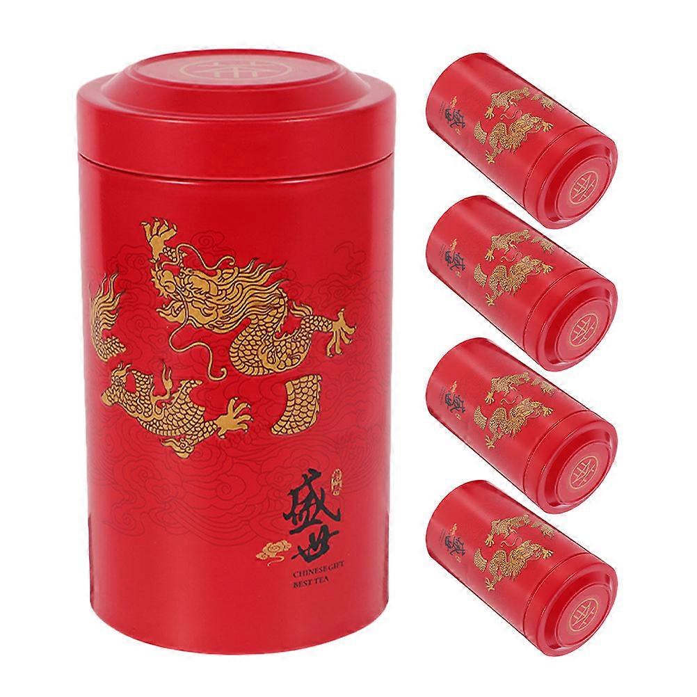 Iron Construction Tea Storage Box Preventing For Home Owners Red 5Pcs