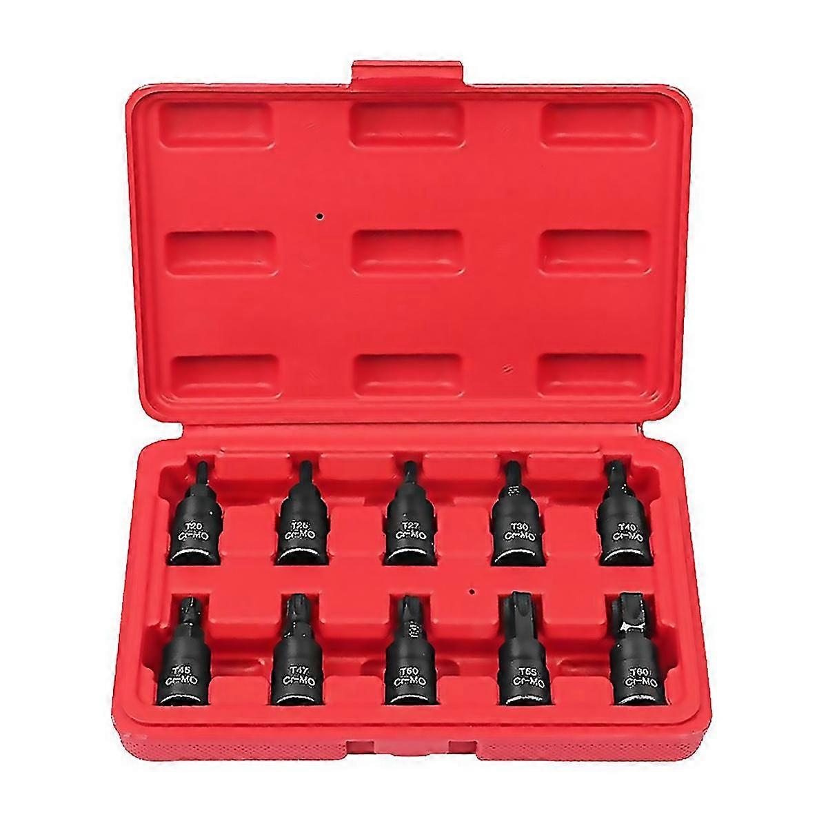 For 10pcs Bit Socket Set,torx Hex Sping Star Bits, T20-t60