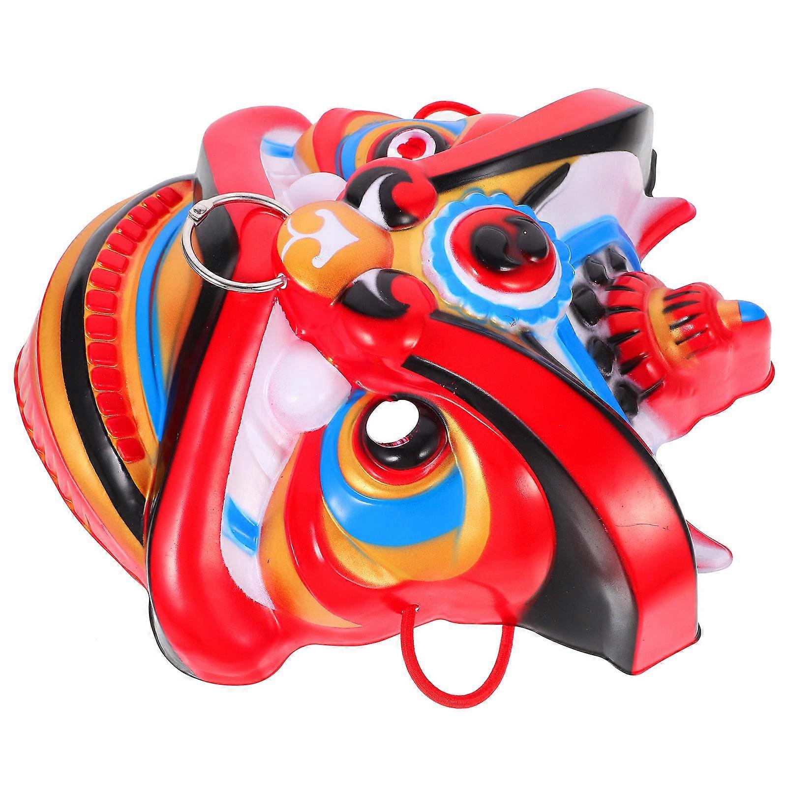 Cosplay Lion Masks Chinese New Year Lion Mask for Stages Annual Meetings Red Plastic 1Pack