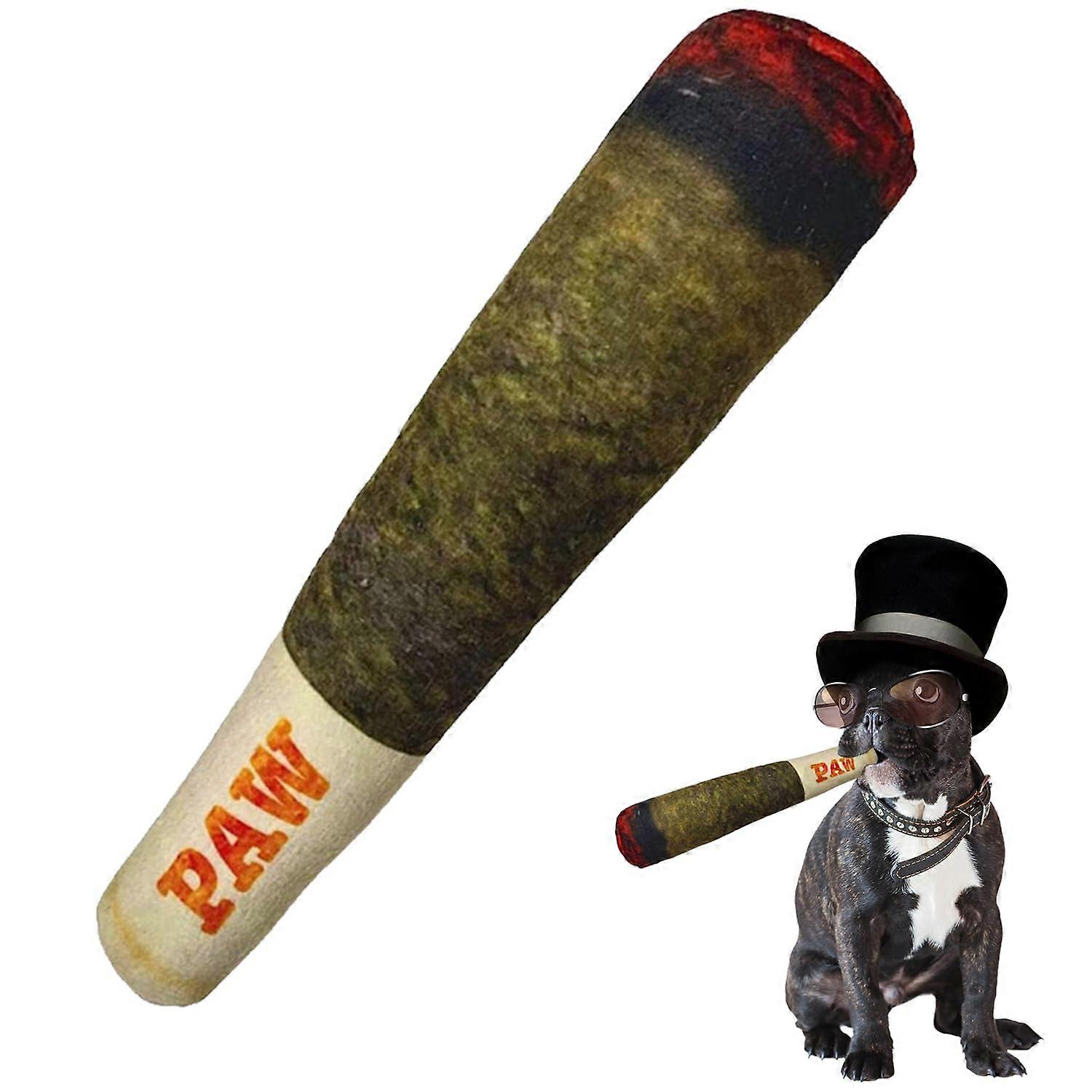 Dog Toy Cigarette Plush Squeaky Chew Toy for Large Medium Small Dogs - Cigar Shaped Soft Dog Plush Toy