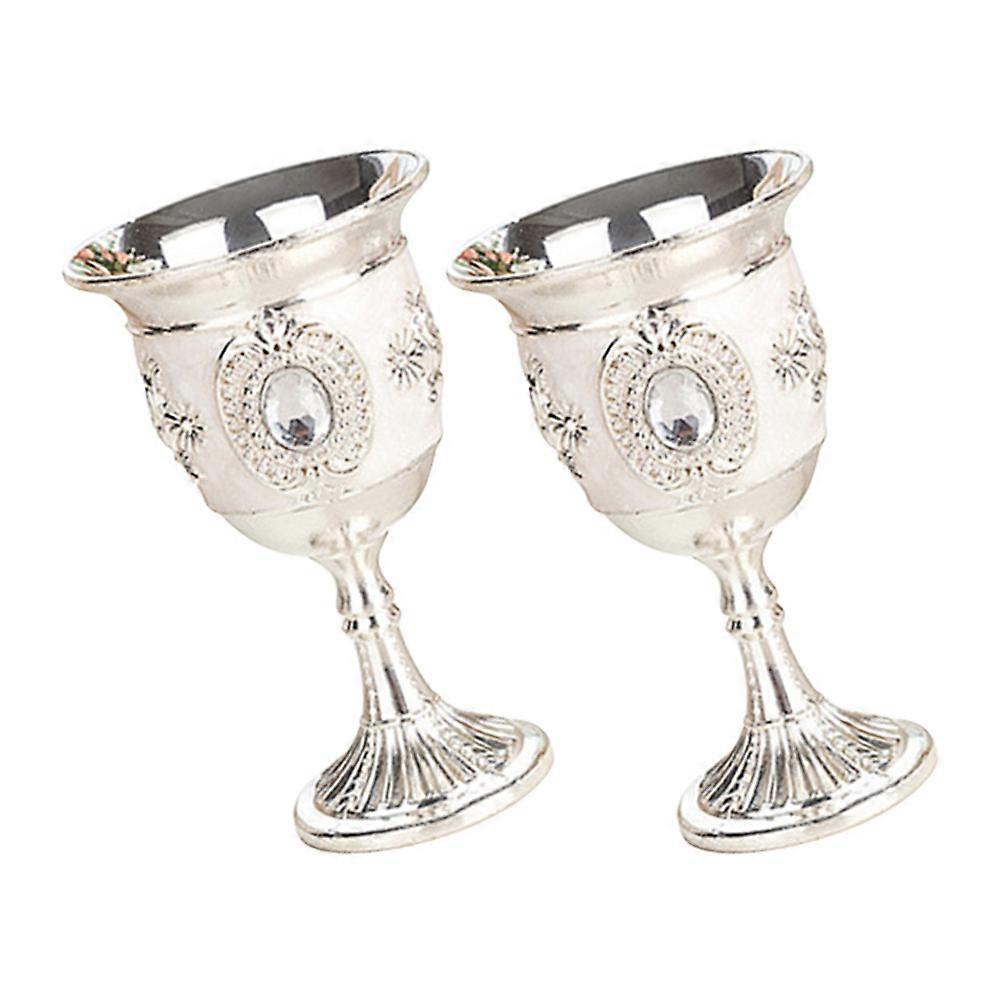 Wine Goblets Alloy Material Drinking Wine Storage 2Pcs