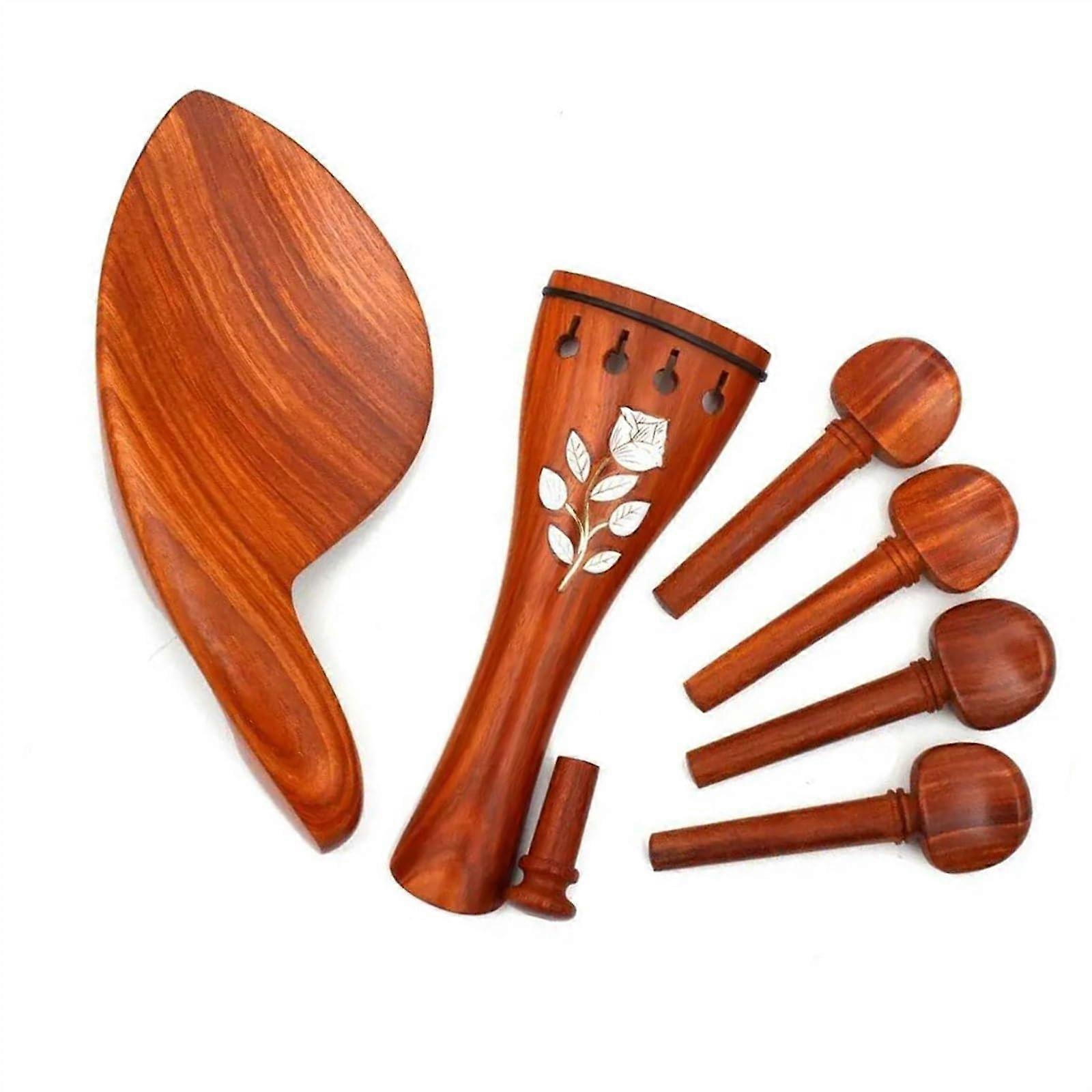 4/4 Violin Kit with Shell Inlay, Palisander Violin Pegs, Saitenhalter, and Kinnhalter for Beginners