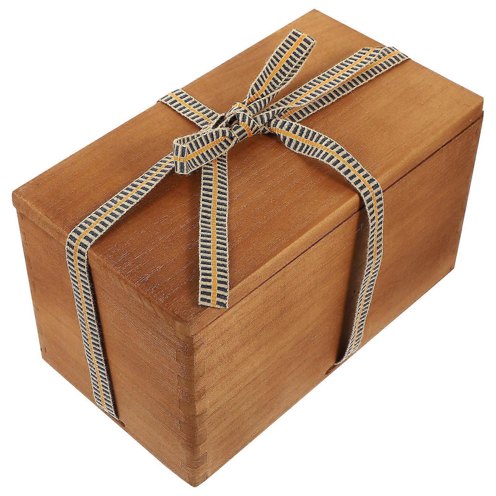 Wood Container Box Wooden Teacup Box Handmade Small Bottles Thanksgiving 8.3×4.7×4.9in Display 1Pack