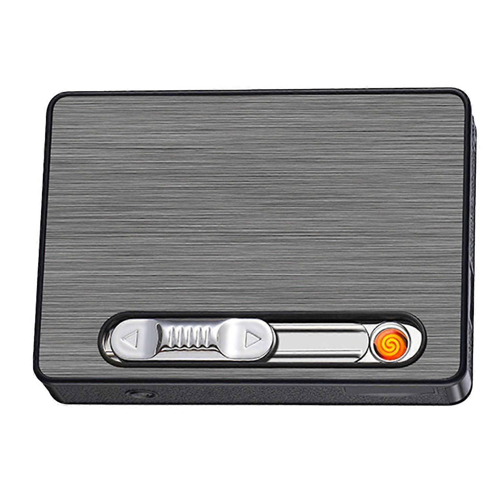 Cigarette Case 3 in 1 Multi Function Rechargeable Cigarette Holder with Windproof Lighter LED Light for 10pcs Cigarettes 