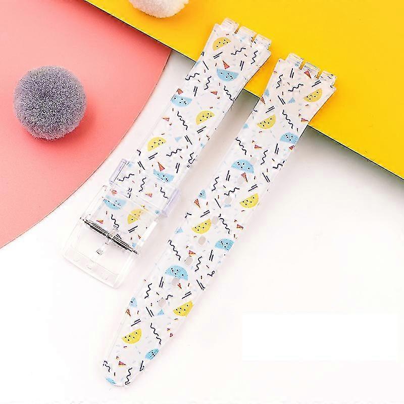 Silicone Watch Strap for Swatch 17mm 19mm Trigeminal Printed Band Replacement Accessory