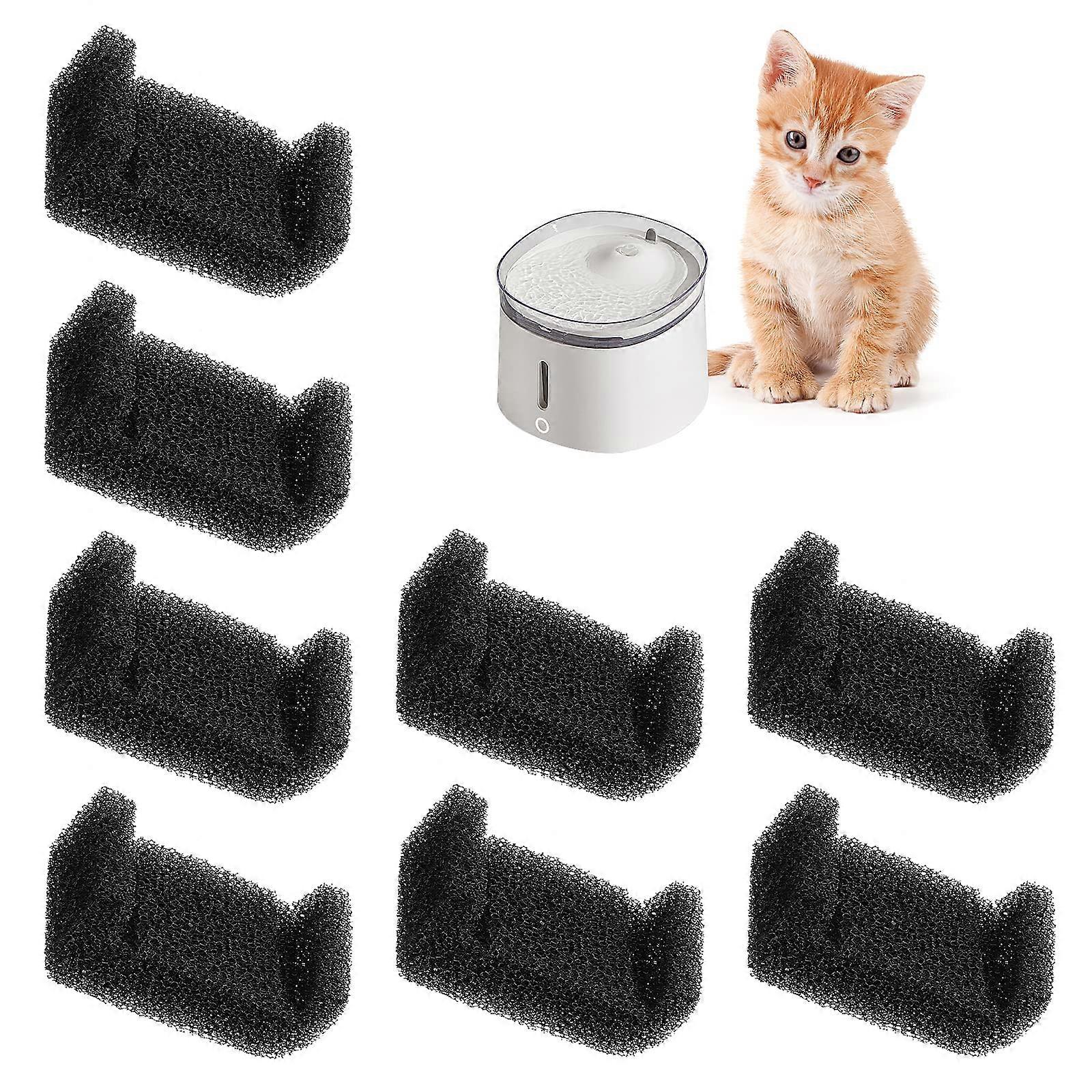 8Piece Drinking Fountain Foam Filter Replacement Set for Cat Fountains, Pet Water Fountains, and Round or Square Flower Fountains