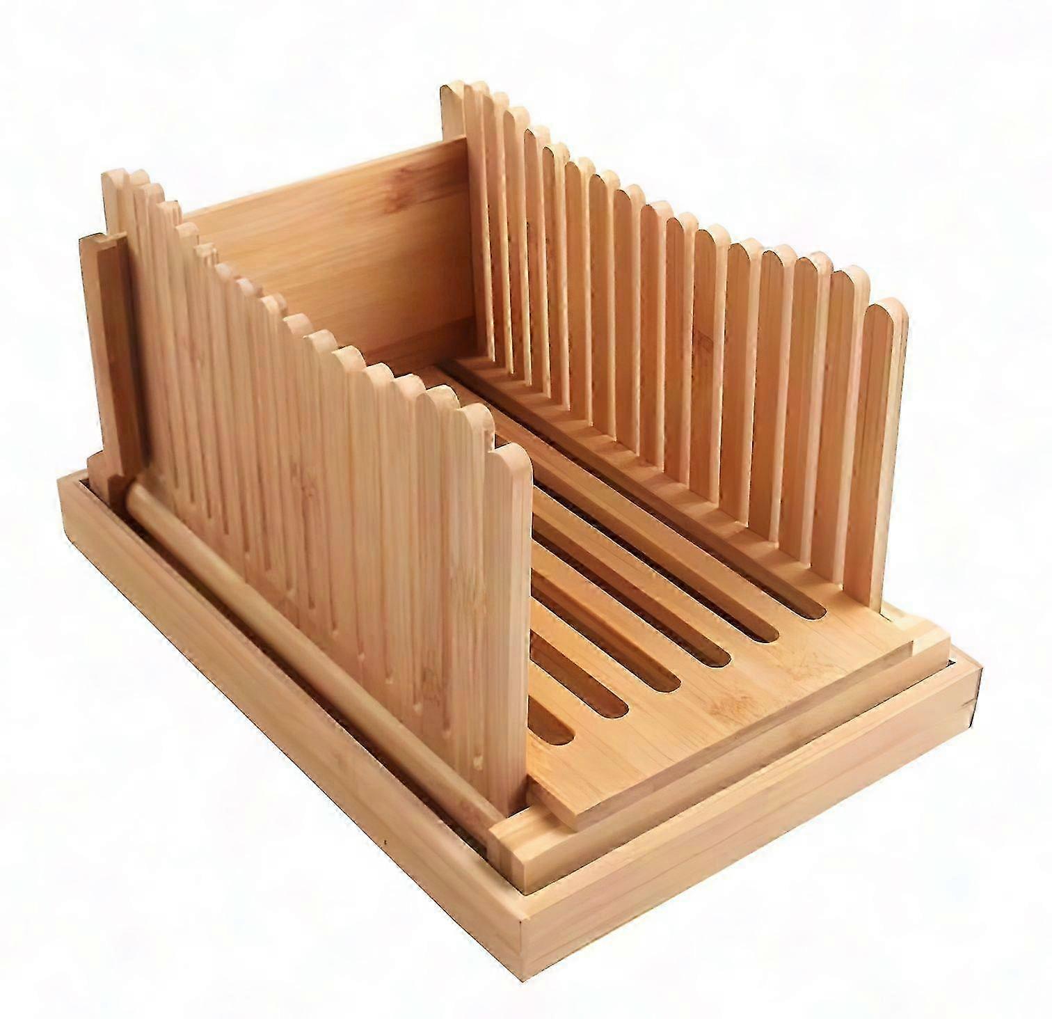 Foldable Bamboo Cutting Board with Crumb Tray for Uniform Bread Slicing