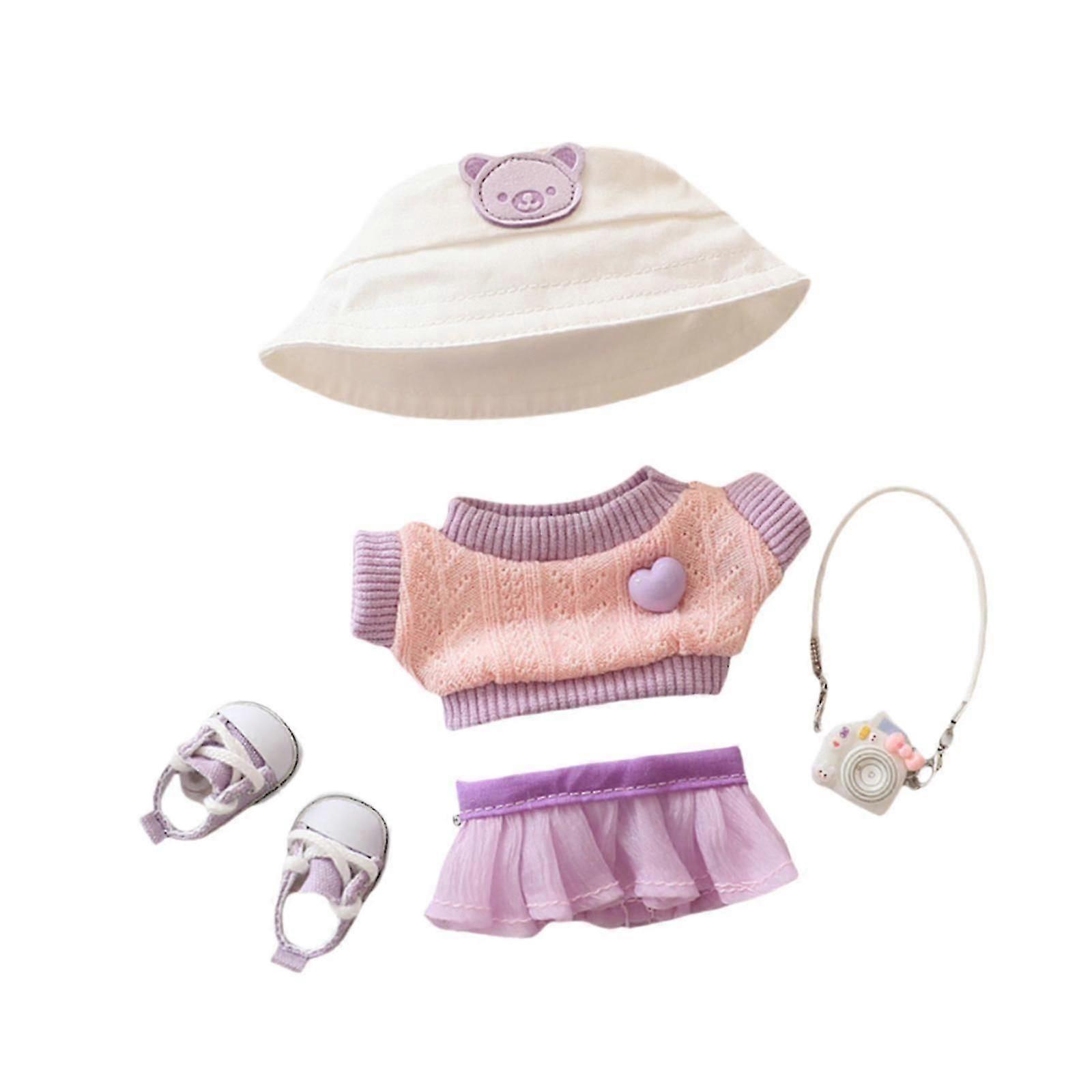 Suéter de boneca de pelúcia e saia roupas de boneca de moda para boneca de 6,69 polegadas