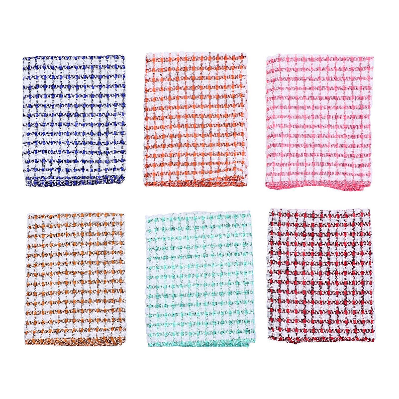 Kitchen Towels Cotton Double-Sided Cleaning Cloths for Home Use 6Pcs