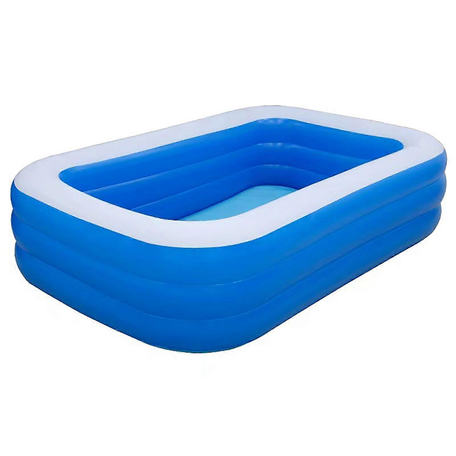 21013560cm Inflatable Family Pool | Large Rectangular Kiddie Pool for Adults & Kids, Outdoor Backyard Use (Blue)